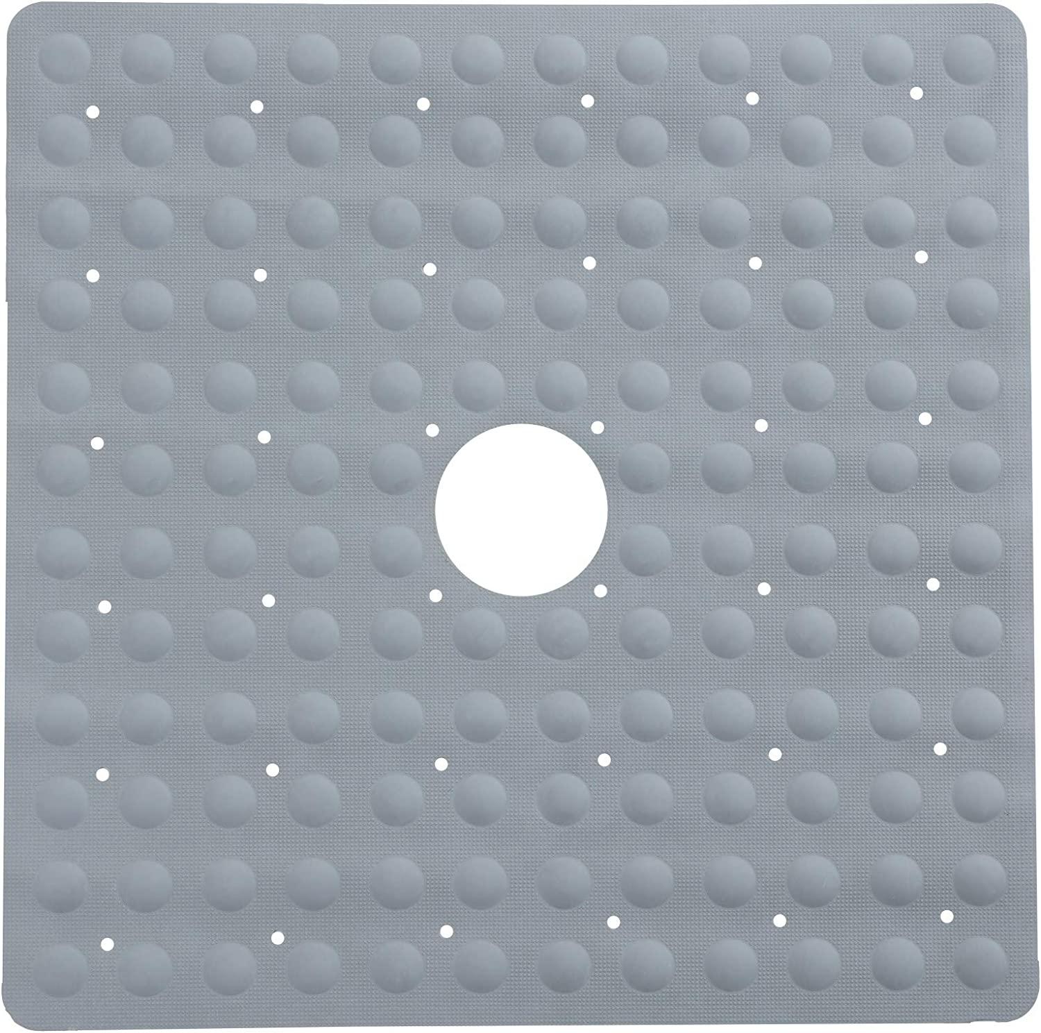 SlipX Solutions Gray Square Rubber Shower Mat with Microban Protection