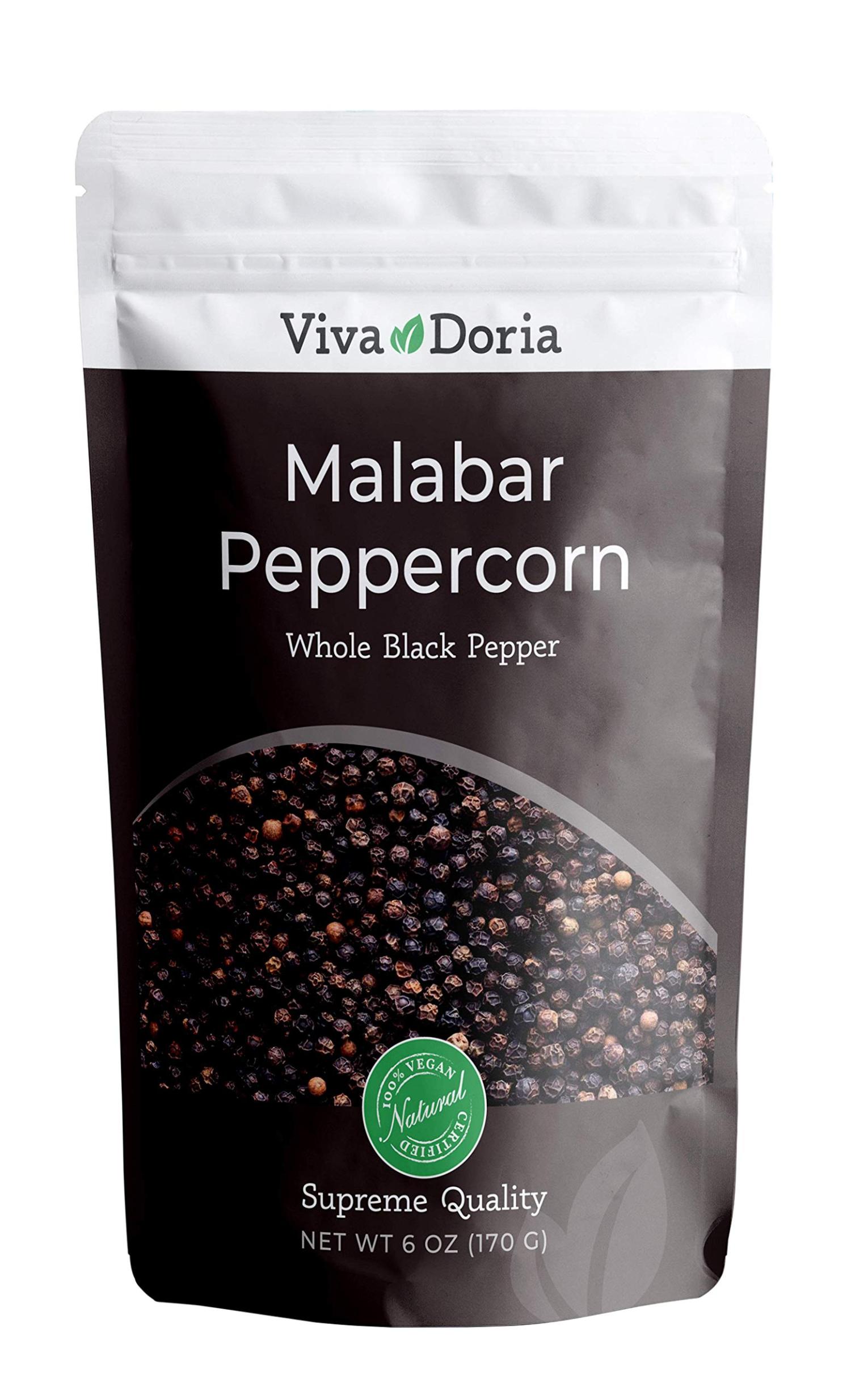 Viva Doria Malabar Whole Black Peppercorn Refill 6 Ounce Pack