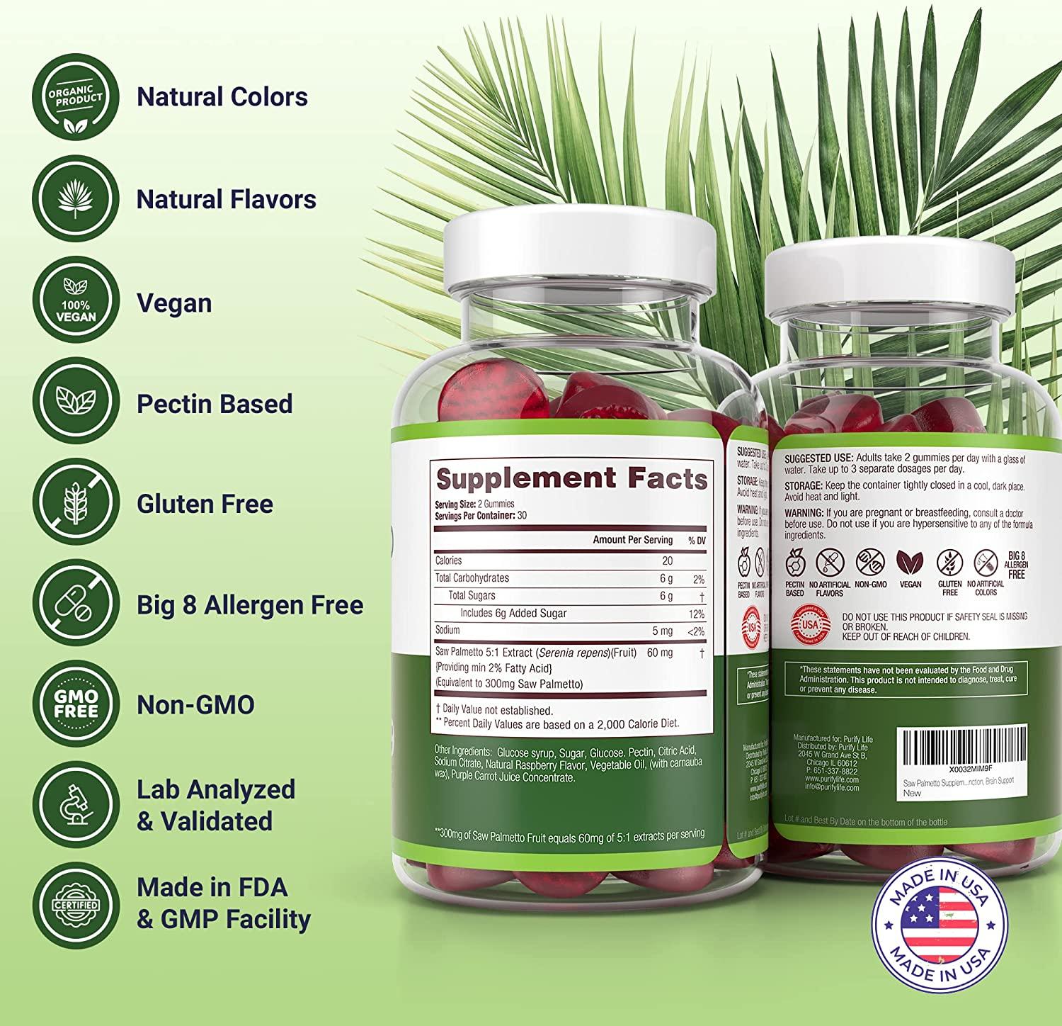 Potent Saw Palmetto Gummies (60 Chews 300mg) Saw Palmetto Extract