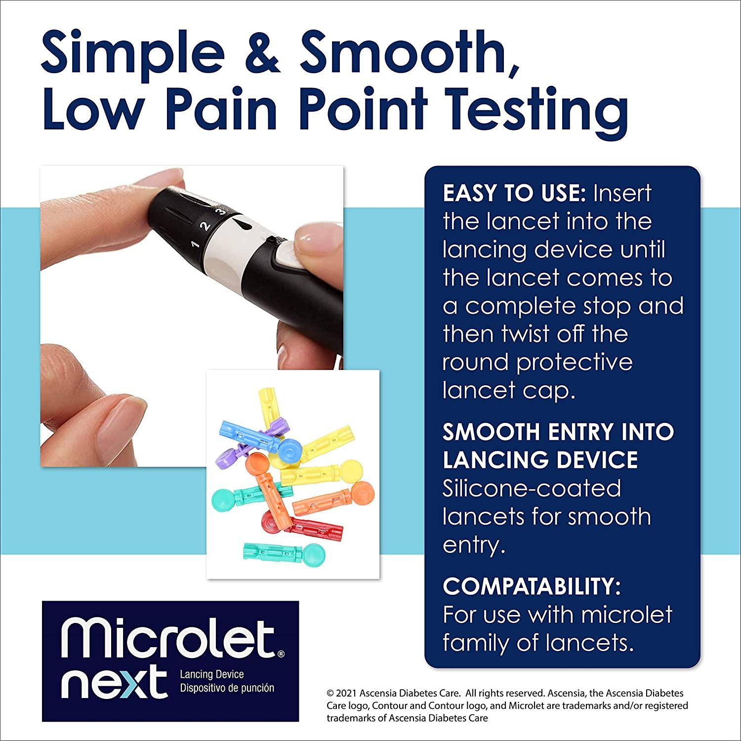 MICROLET Lancets for Glucose Blood Testing MultiColored 100 Count