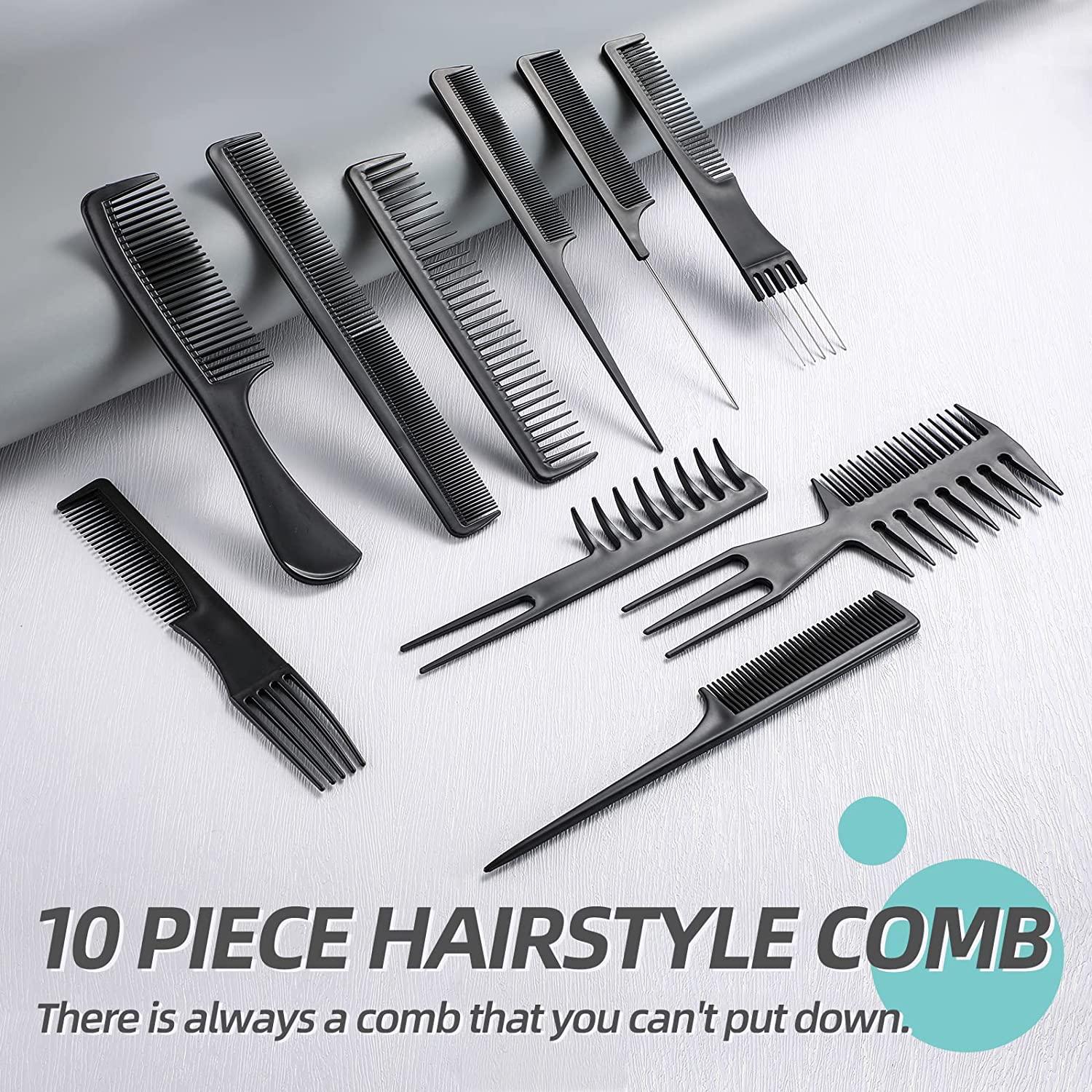 Oneleaf Styling Hair Comb 10PCS Hair Stylists Professional Styling Comb Set  Variety Pack Great for All Hair Types & Styles black