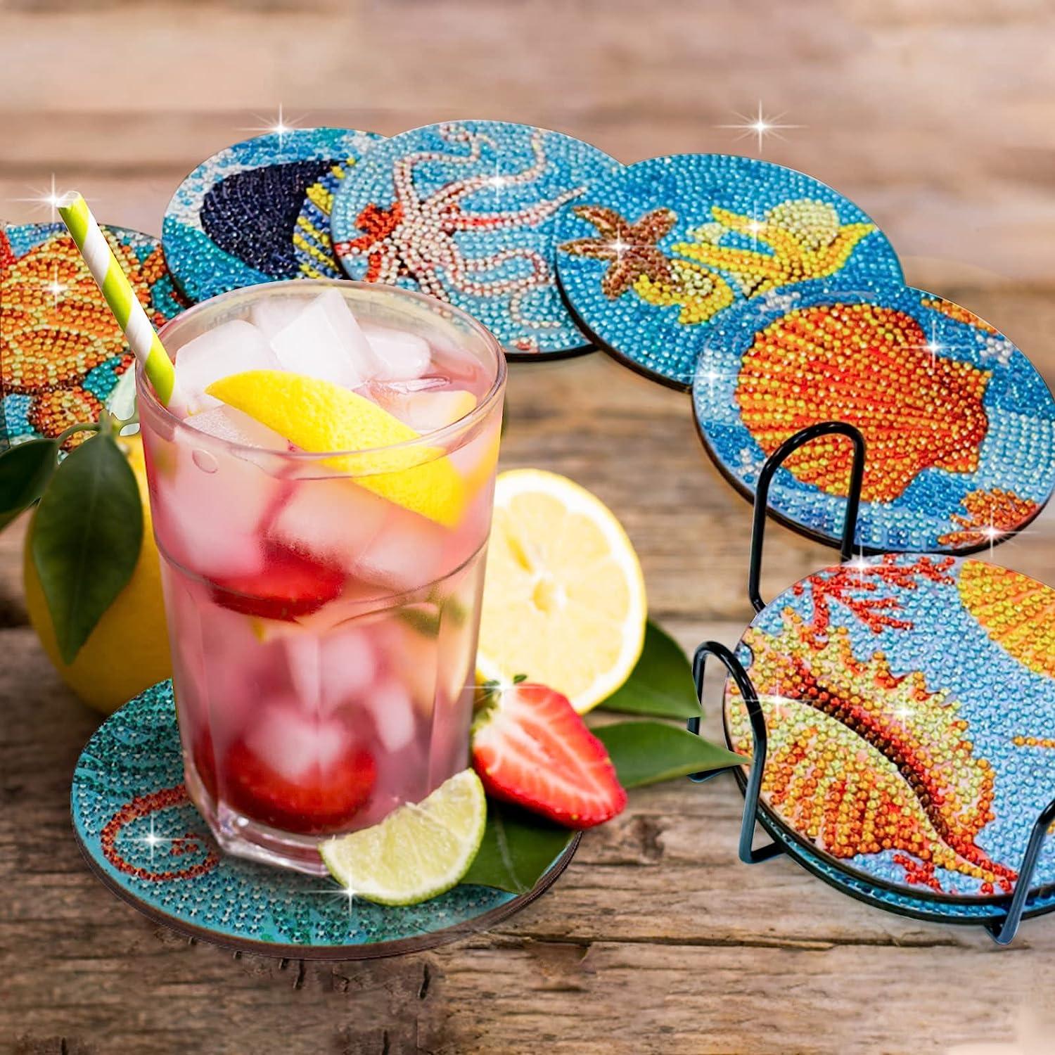 8 Pieces Diamond Painting Coasters Kit with Holder,DIY Beach Theme Ocean  Life Diamond Painting Coasters,Diamond Art Craft for Beginners Adults &  Kids Housewarming Gifts Home Kitchen Table Decor