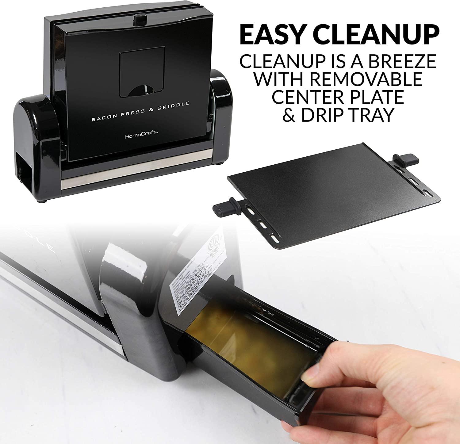 HomeCraft Nostalgia Nonstick Electric Bacon Press & Griddle Cooks 6