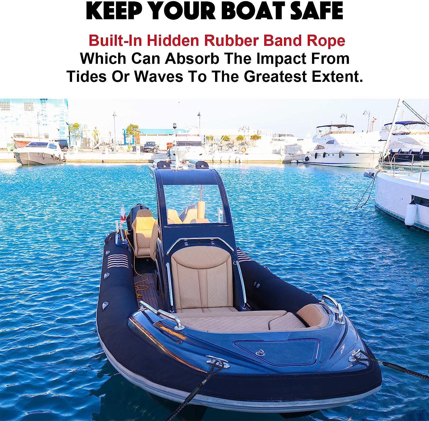 Bungee Dock Line 2Pack with Stainless Steel Clip for Boats, PWC, Kayak