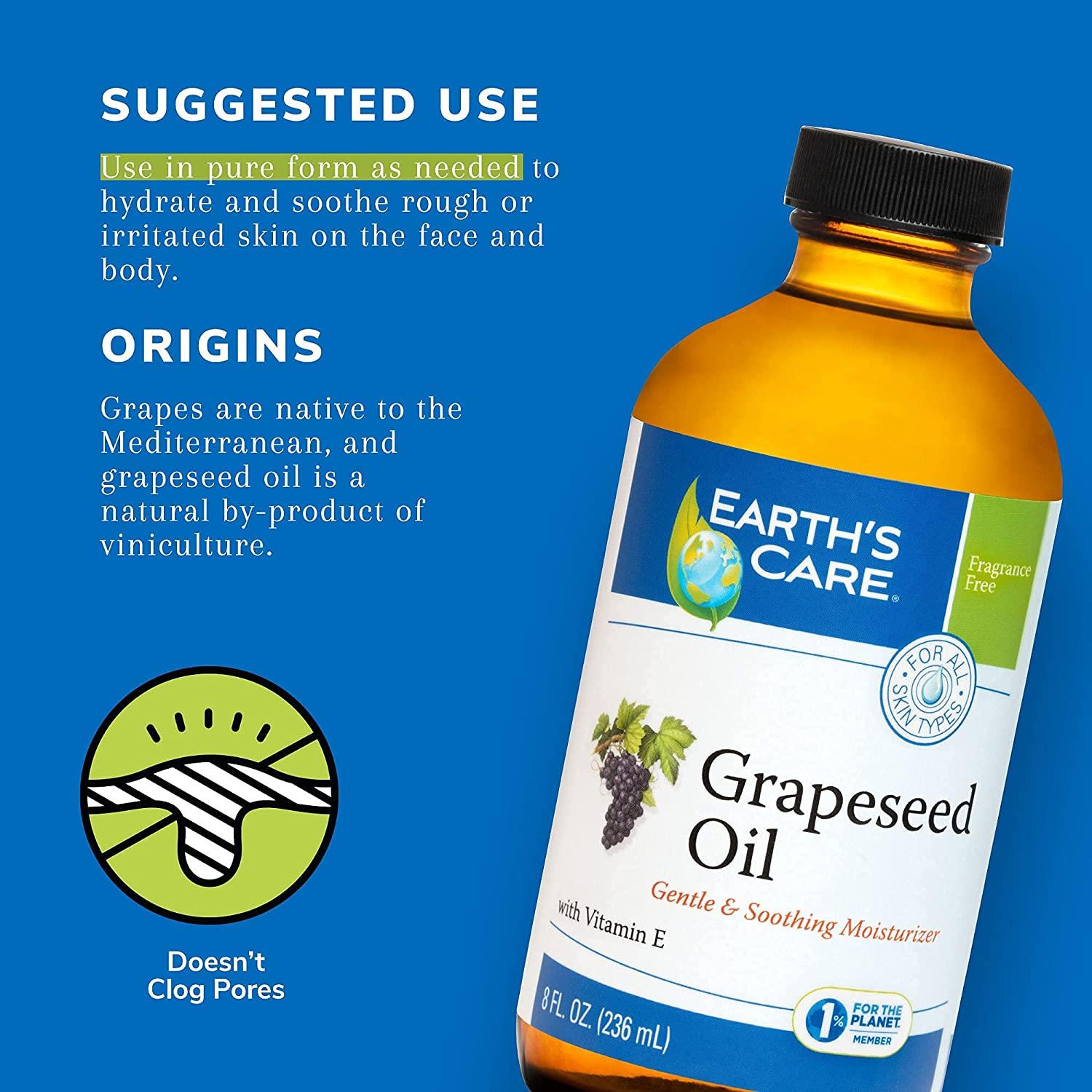 Earth’s Care Grapeseed Oil Natural Expeller Pressed Grapeseed Oil for