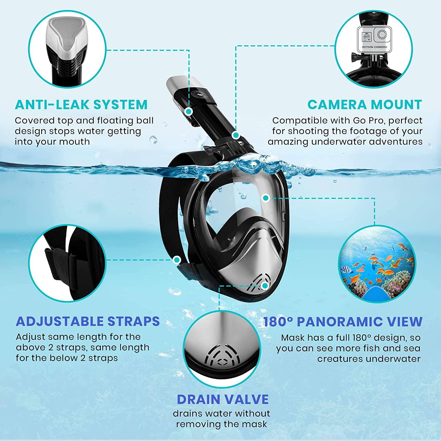 Platinum Arowana Full Face Snorkel Mask Snorkeling Gear for Adults
