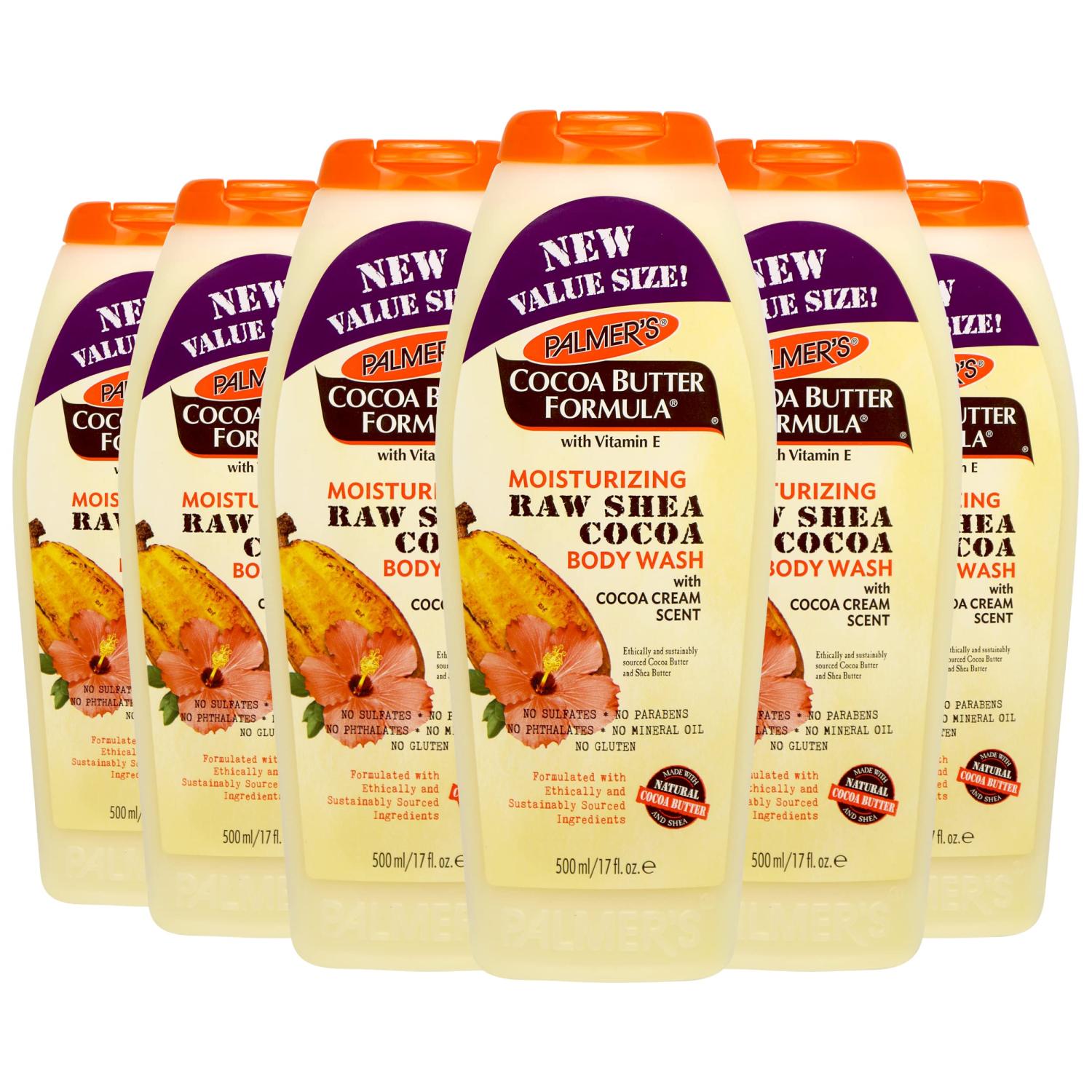 Palmers Cocoa Butter Body Wash 17oz Shea Butter, Pack of 6