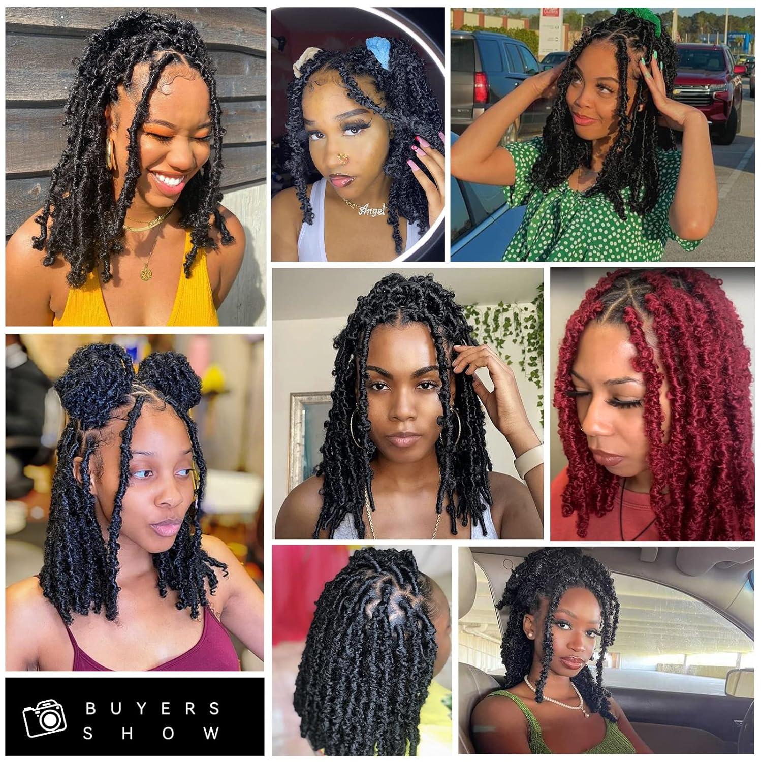 Goddess Locs Crochet Hair 6 Packs, 20 Inch Straight Faux Locs Crochet Braids, Pre-Looped Curly Soft Synthetic Ombre Braiding Hair Extensions For Black Women(20 Inch, 6 Packs, 1B - View #6