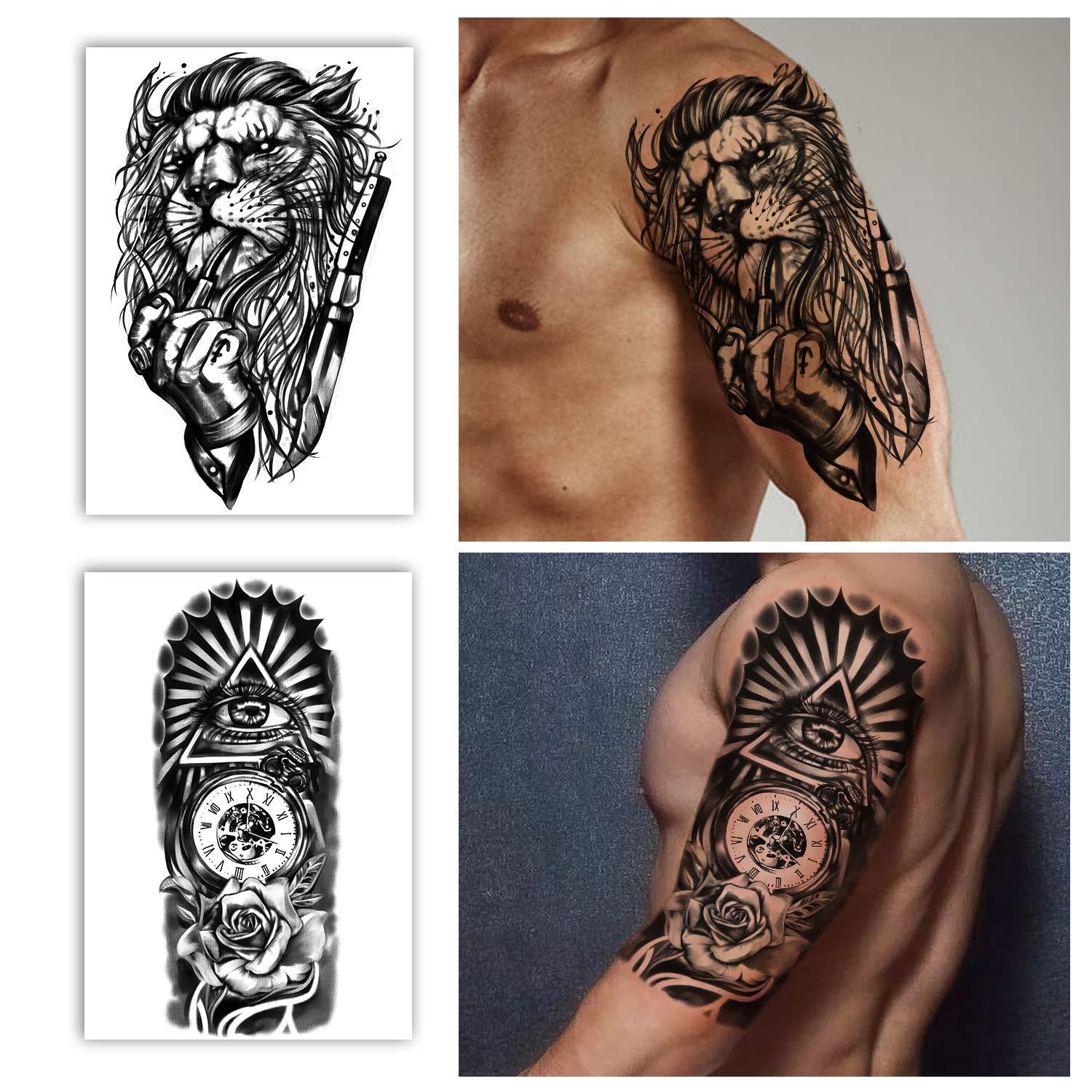 Shegazzi 62 Sheets Wolf Lion Skeleton Temporary Tattoos For Men Women Arm  3D Realistic Tattoo Stickers For Adults Kids Neck Black Scary Skull  Halloween Vampire Fake Tatoos Snake Flower Compass by Shegazzi 