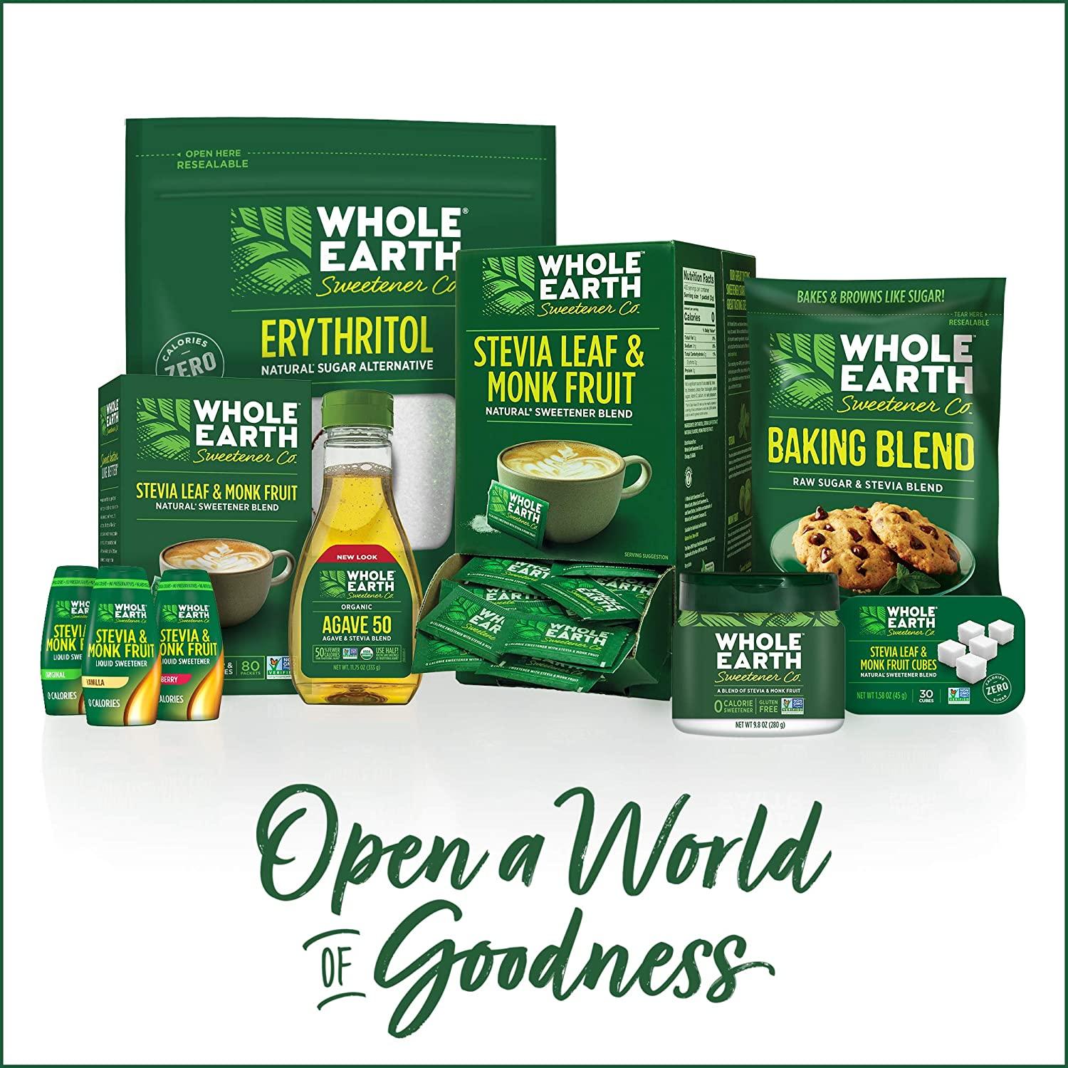 WHOLE EARTH Stevia Monk Fruit Plantbased Sweetener 400 Packets Stevia and Monk Fruit 400 Count