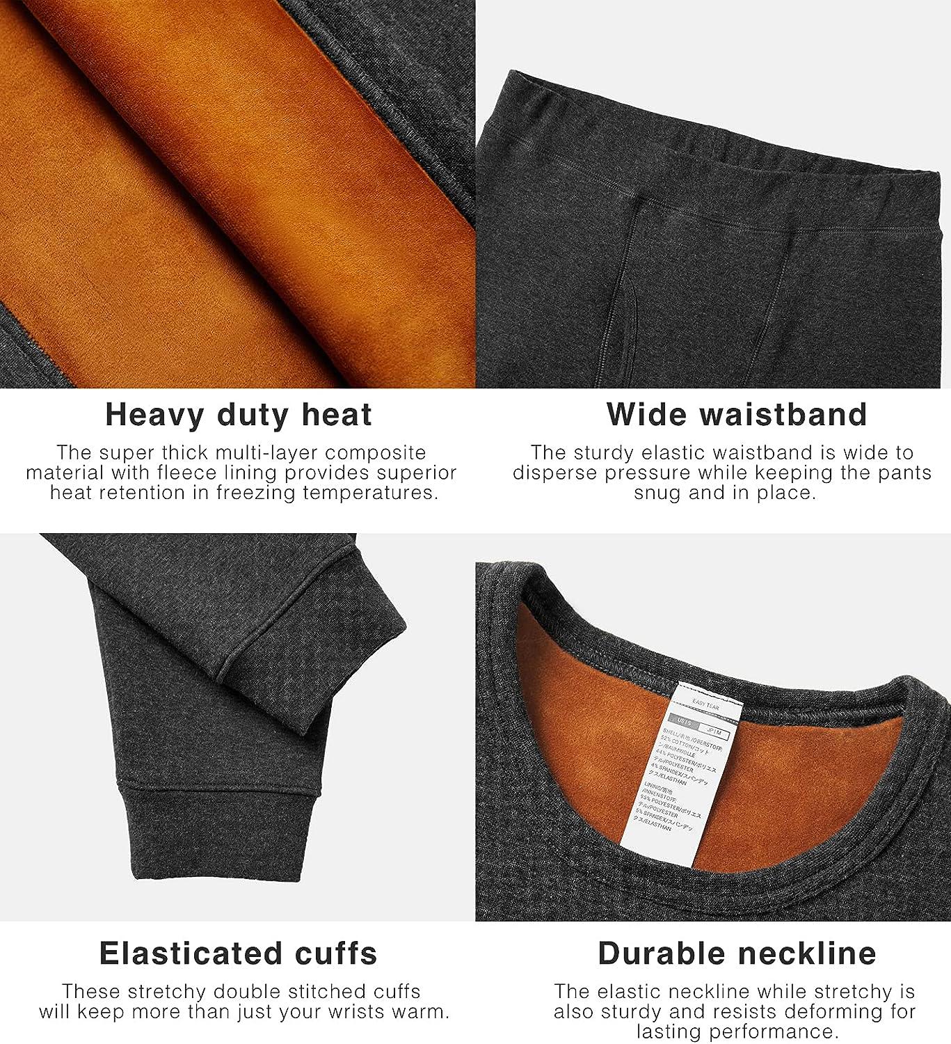 LAPASA Men's Thermal Underwear Set Soft Fleece Lined Long Johns  Light/Mid/Heavy Weight Base Layer Top & Bottom M11/M24/M57