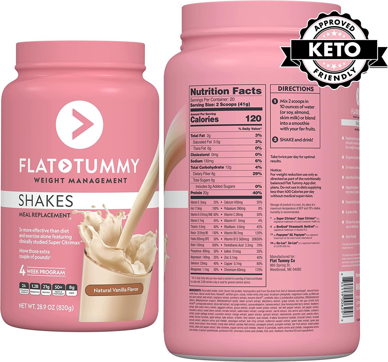 Flat Tummy Meal Replacement Shake Vanilla 20 Servings Plant