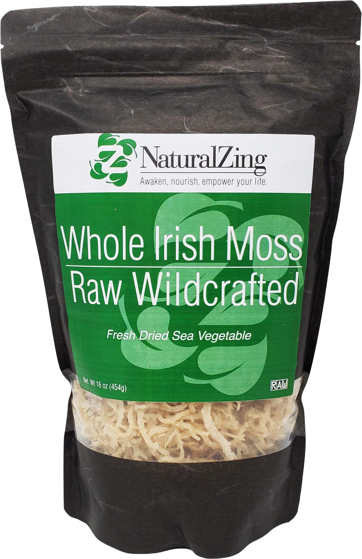Natural Zing Fresh Whole Irish Moss 16 Ounce Raw Wildcrafted, Vegan