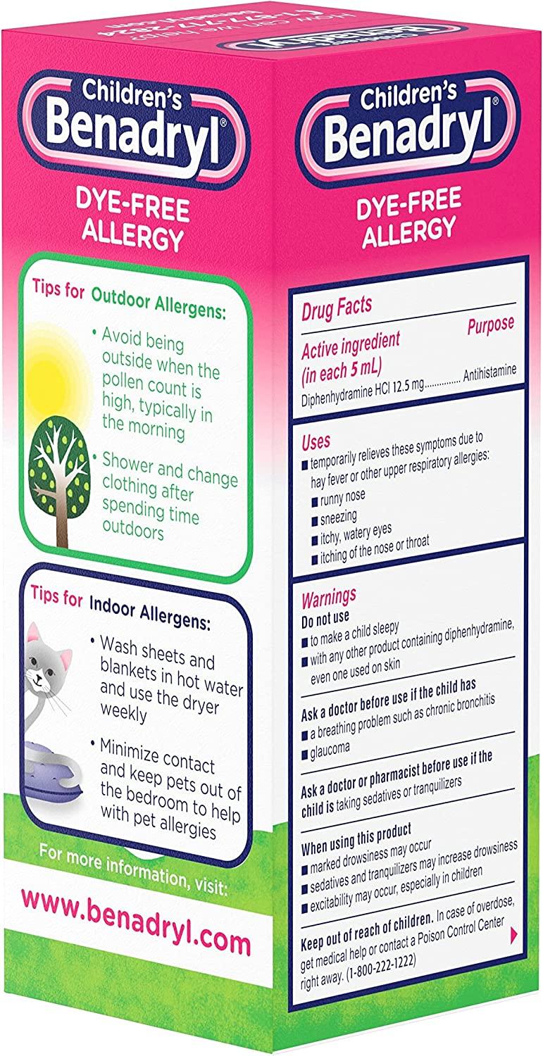 Children's Benadryl DyeFree Allergy Liquid Diphenhydramine HCl