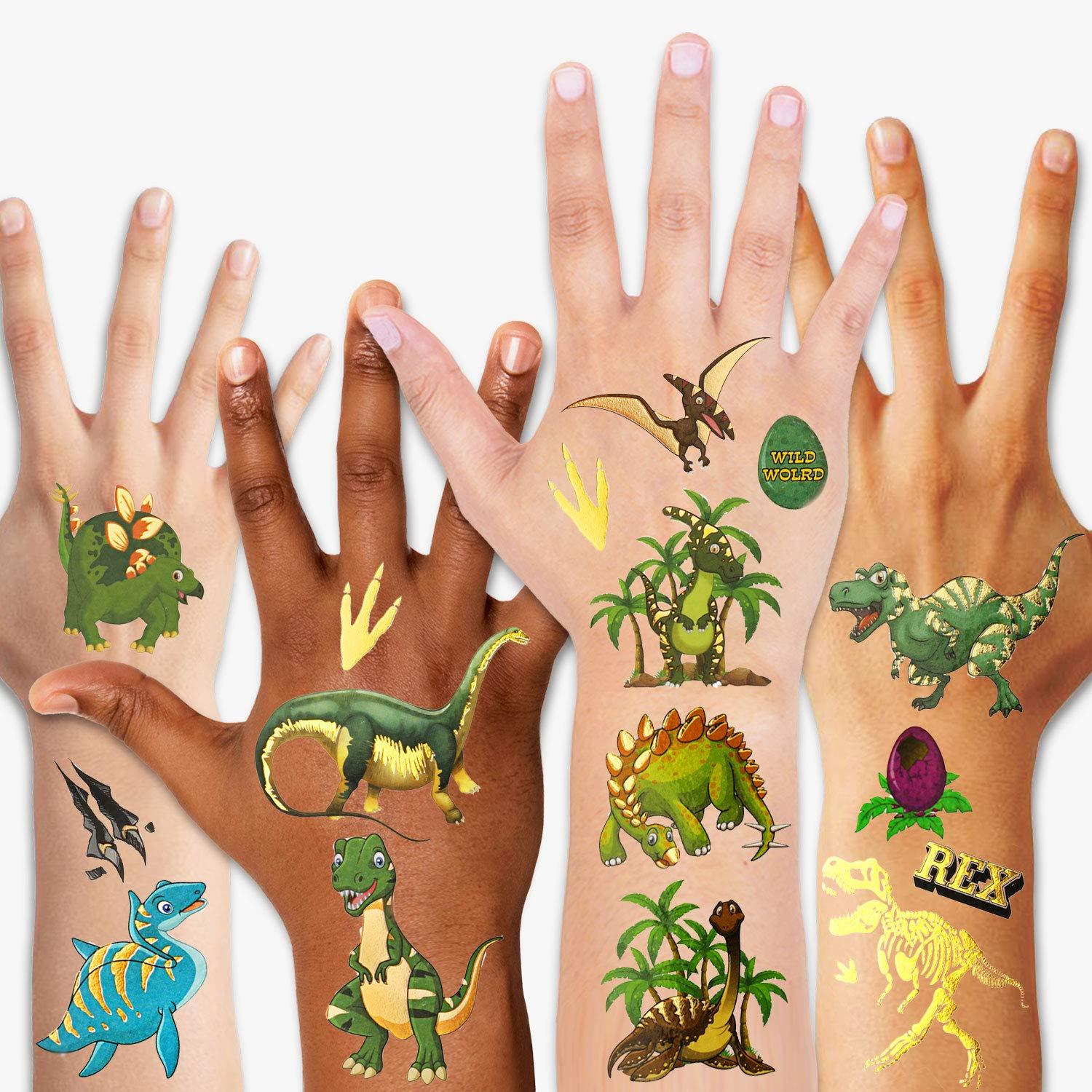 HOWAF Dinosaur Temporary Tattoos for Kids, 56 styles Fake Children's