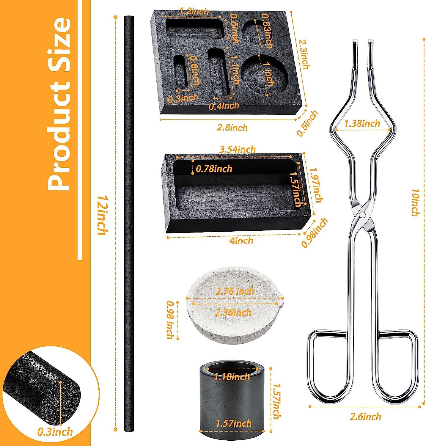 7 Pieces Graphite Torch Melting Casting Kit, Including 2 Graphite Crucible  Stir Stick, Graphite Casting Mould 5-in-1 Graphite Casting Ingot Mould,  Quartz Crucible, Cylindrical Graphite, Tong for Melt