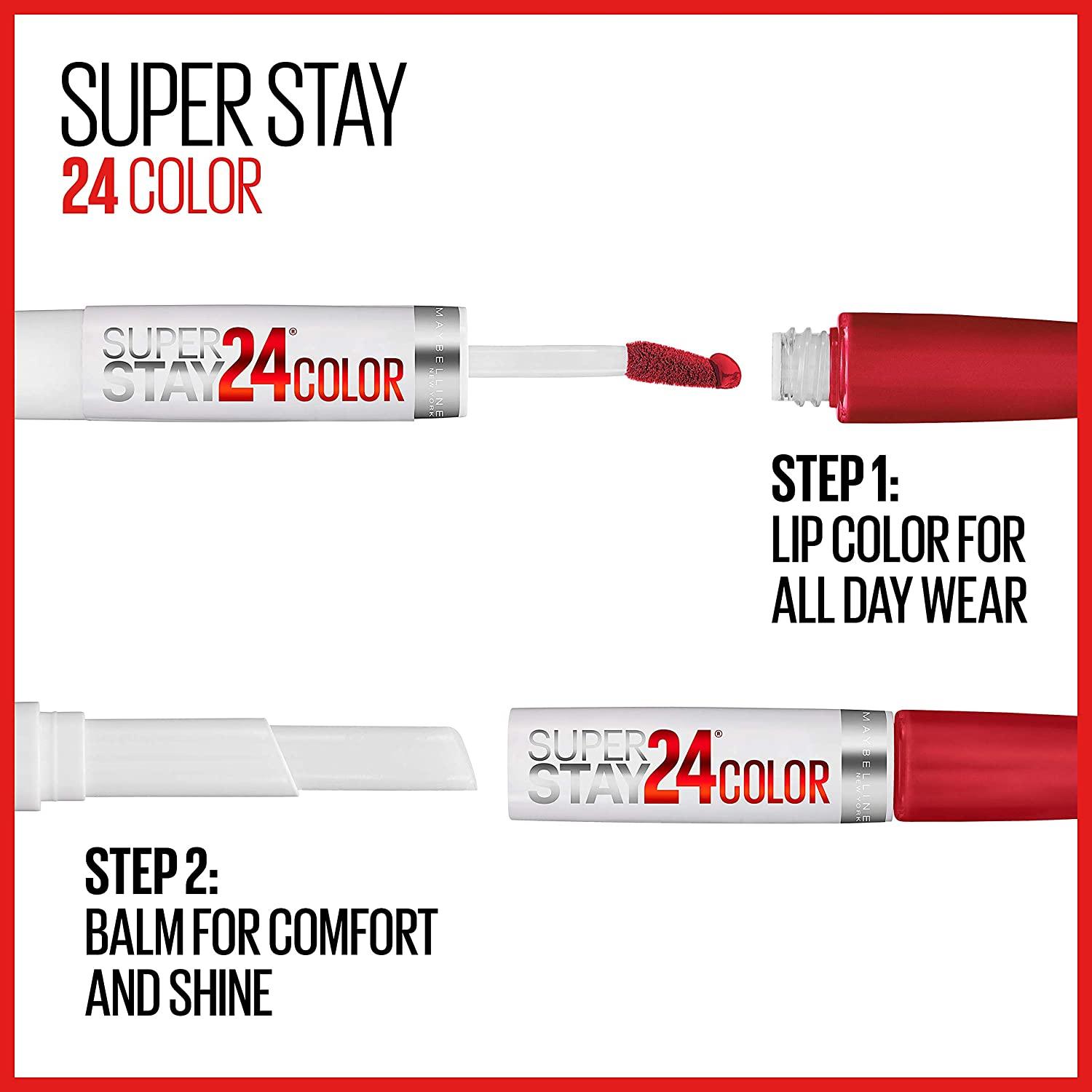 Maybelline SuperStay 24 2-Step Liquid Lipstick Makeup, Forever Chestnut