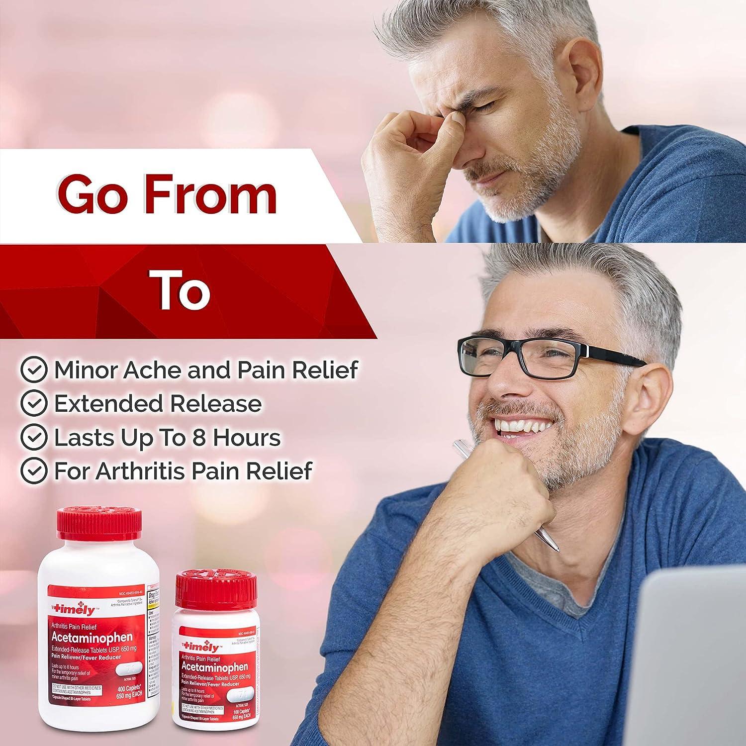 Timely Extended Release Acetaminophen 650MG Tablet 400 Count for