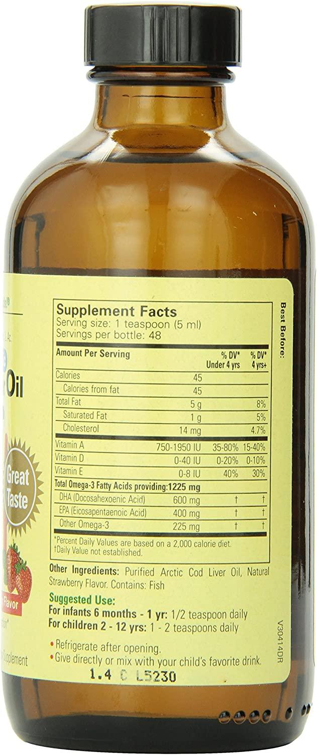 ChildLife Cod Liver Oil Natural Strawberry Flavor, 8 fl oz Omega3