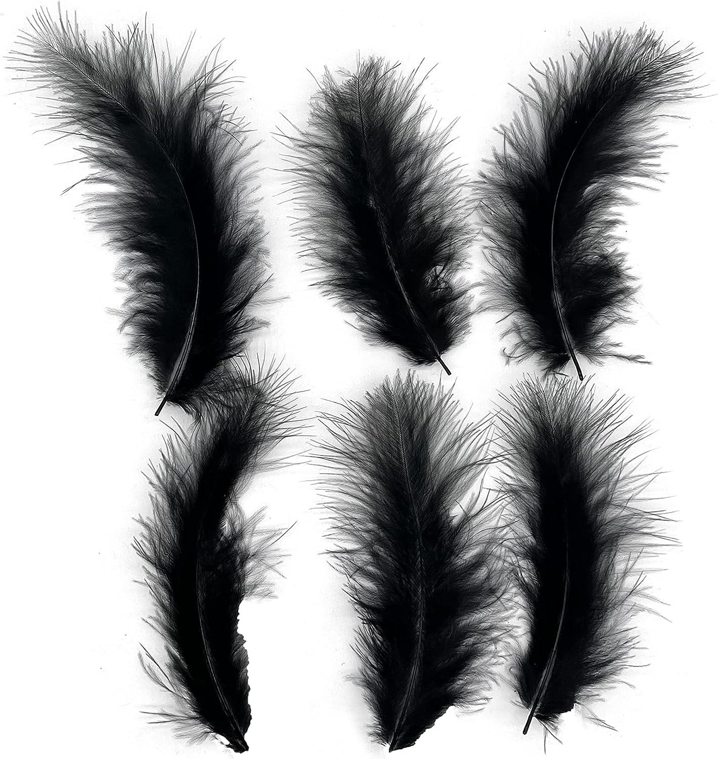  100pcs Black Fluffy Turkey Marabou Feathers 4-6 Inches for  Crafts Dream Catcher Fringe Trim Colored Feathers Fly Tying Material :  Arts, Crafts & Sewing