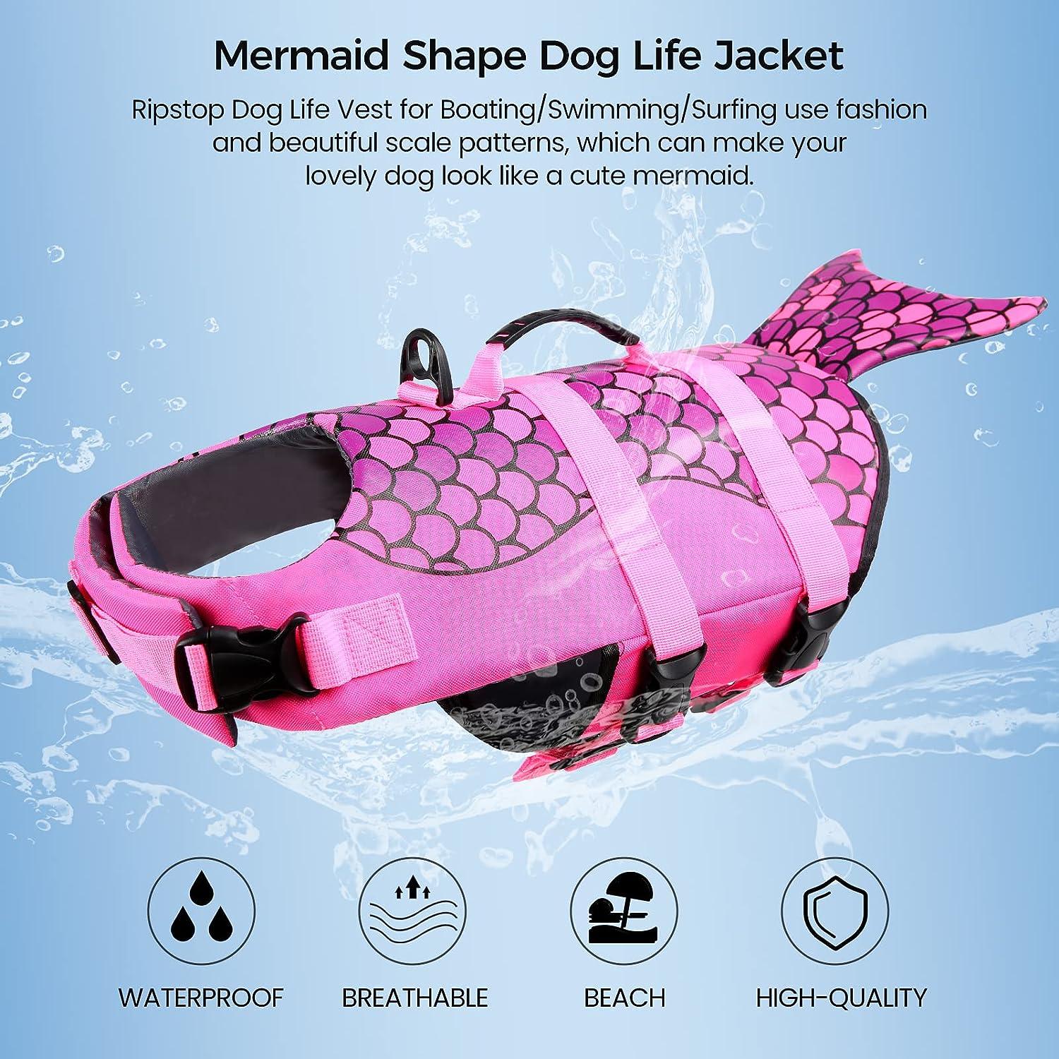 Dog Life Jacket, Adjustable Dog Life Vests Pet Life Preserver with ...