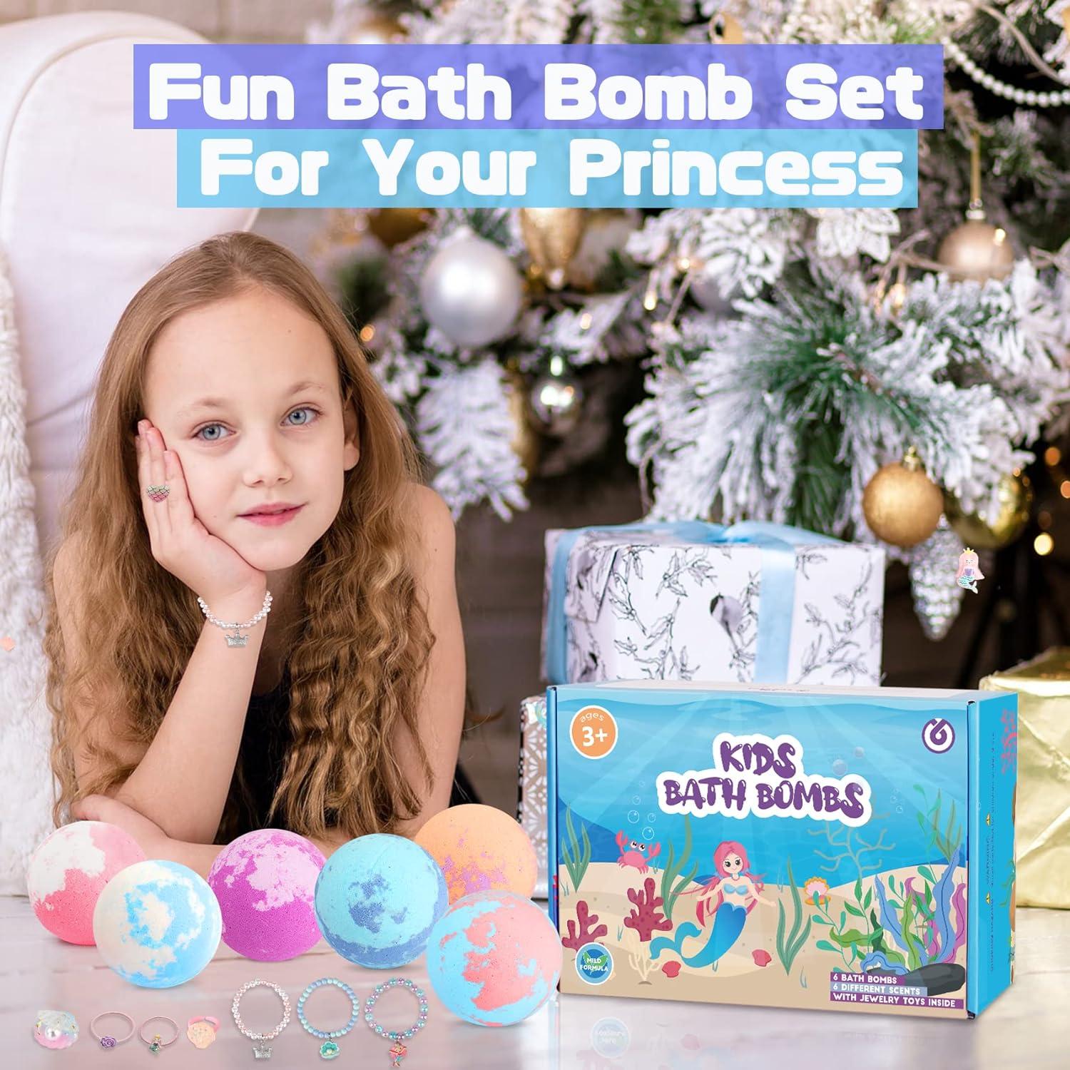 bd.Ai Bath Bombs for Kids with Surprise Inside 6 Pack Mermaid Bath