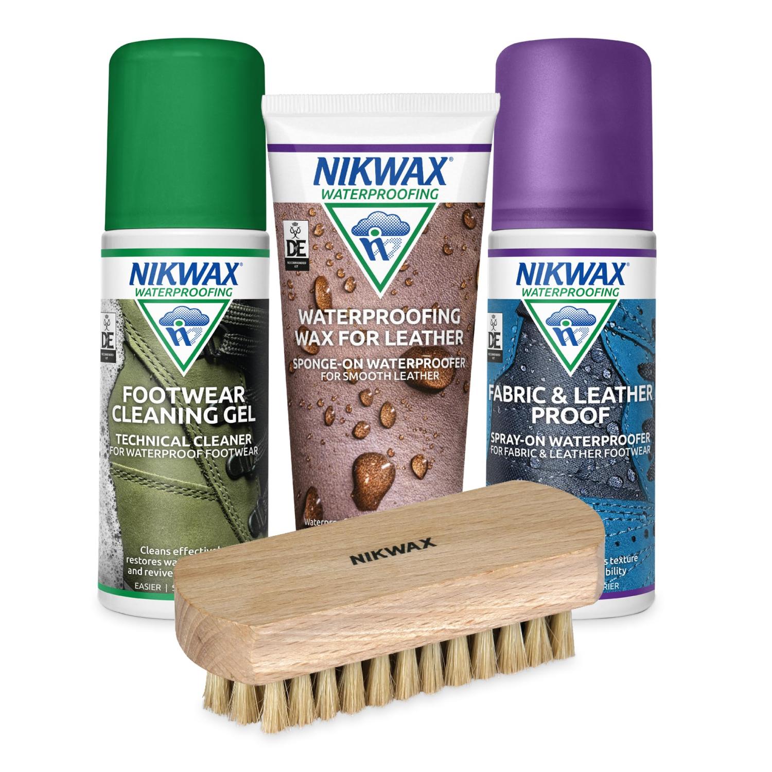 Nikwax FABRIC LEATHER SHOE CARE KIT with Cleaning Gel for