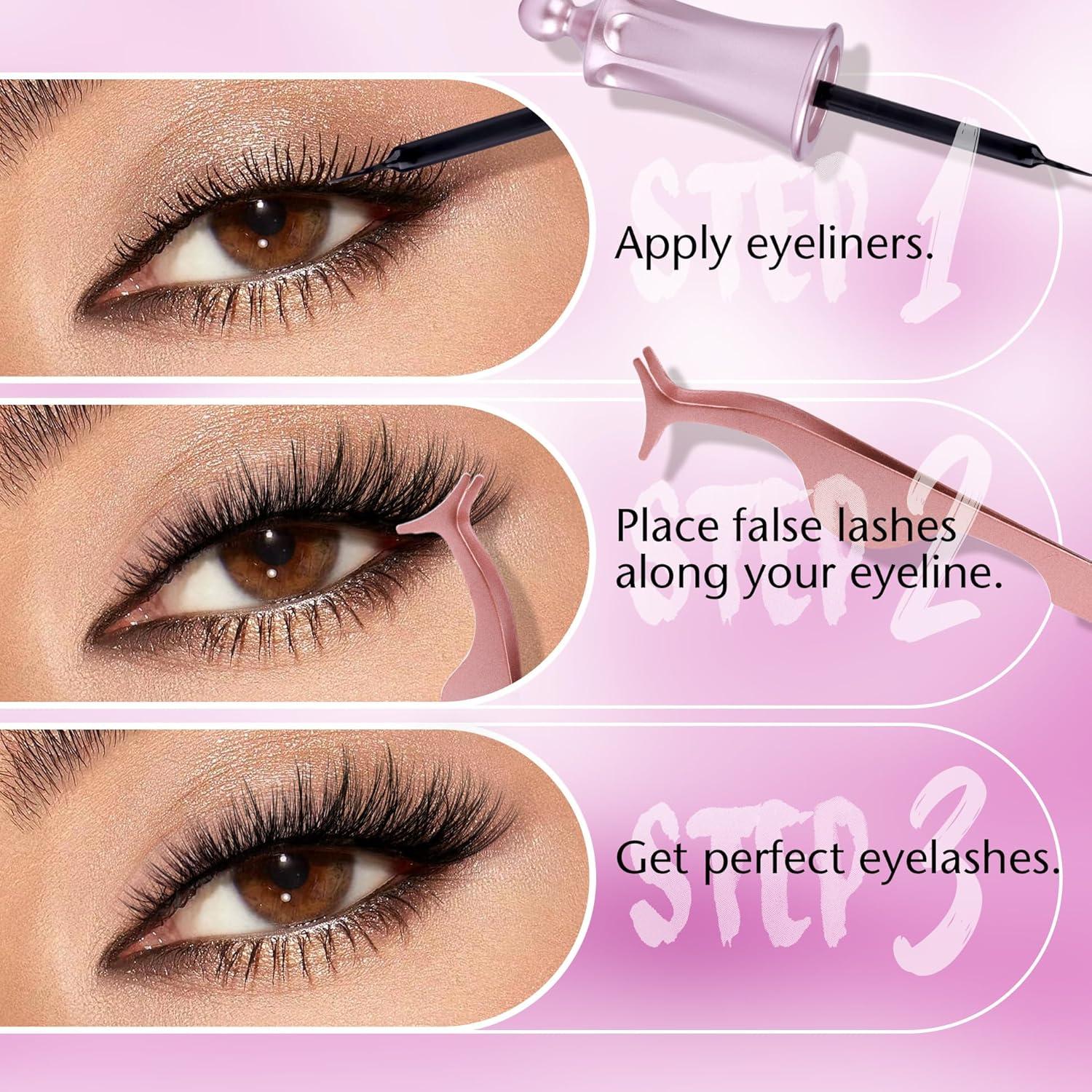 Magnetic Eyelashes with Eyeliner Pairs Natural Cat Eye Lashes