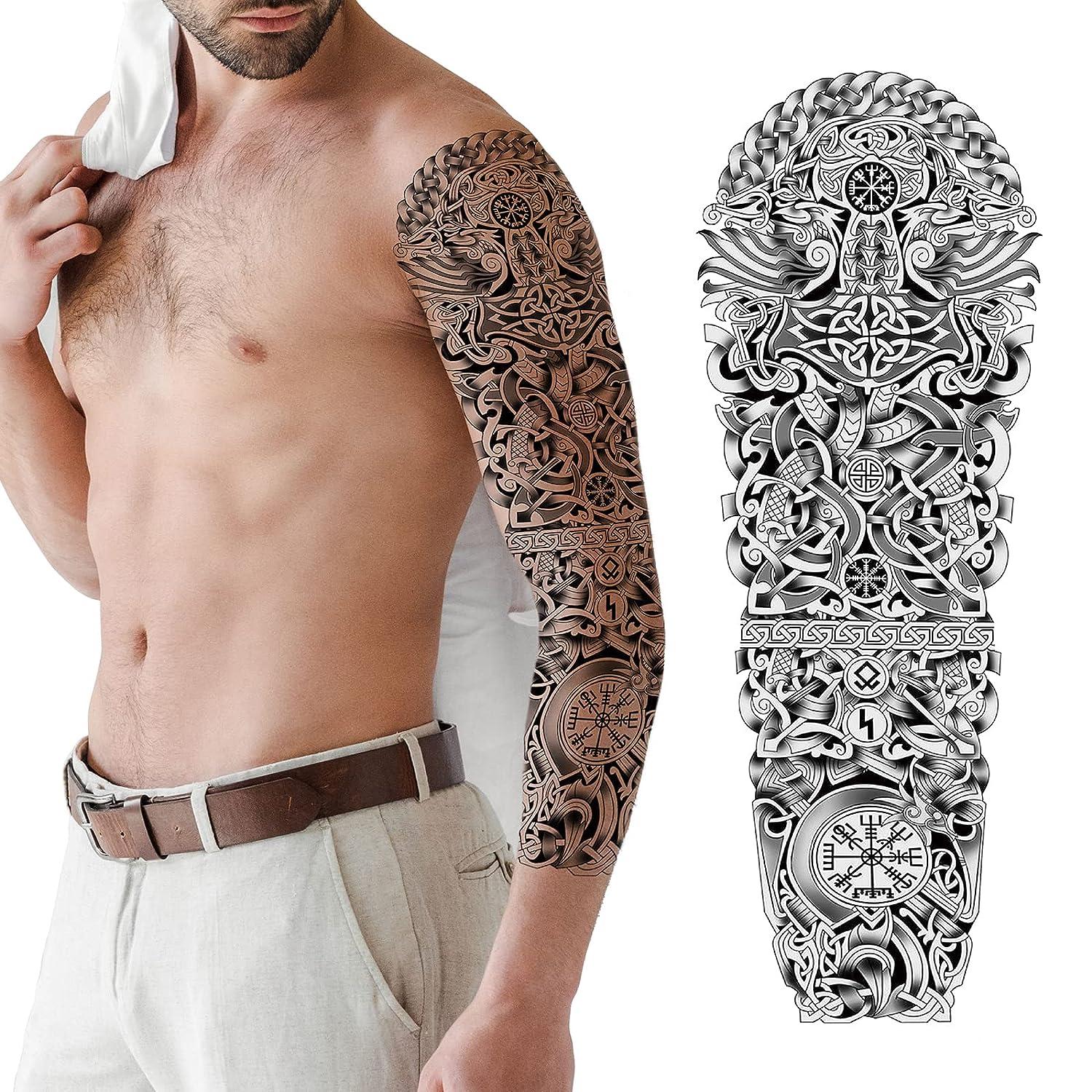 Premium Photo | Happy man with tattoo design on skin bearded man shirtless  with fit torso fashion model buckle leather belt in jeans sportsman smile  with six pack and ab fitness with