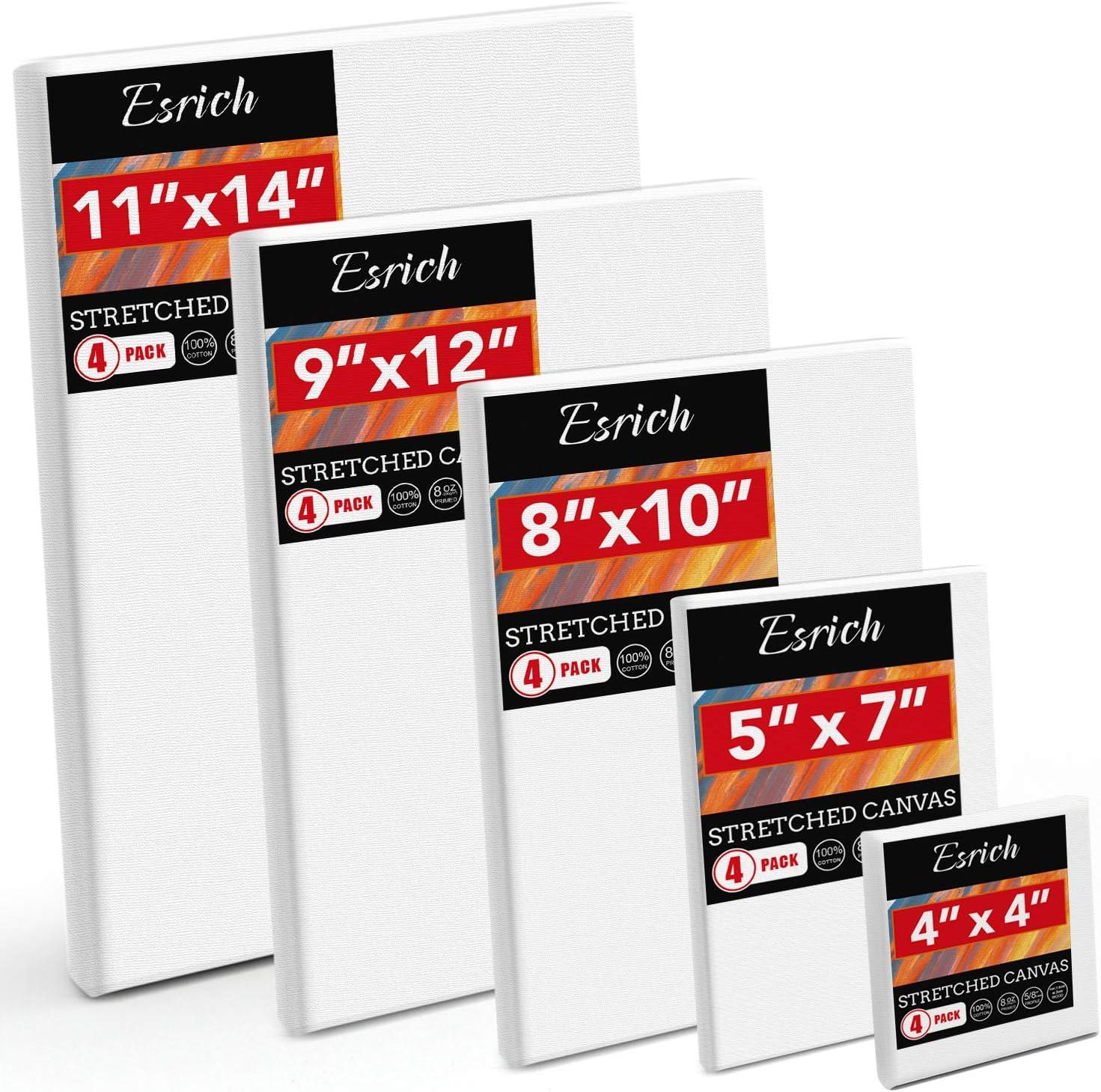 Painting Canvas Pack,Stretched Canvas Boards for Painting , 5x7, 8x10,  9x12, 11x14 Blank Canvas Panels 100% Cotton, Primed, Acid Free Blank Canvas  Bulk Pack for Painting Oil,Watercolor : : Arts & Crafts