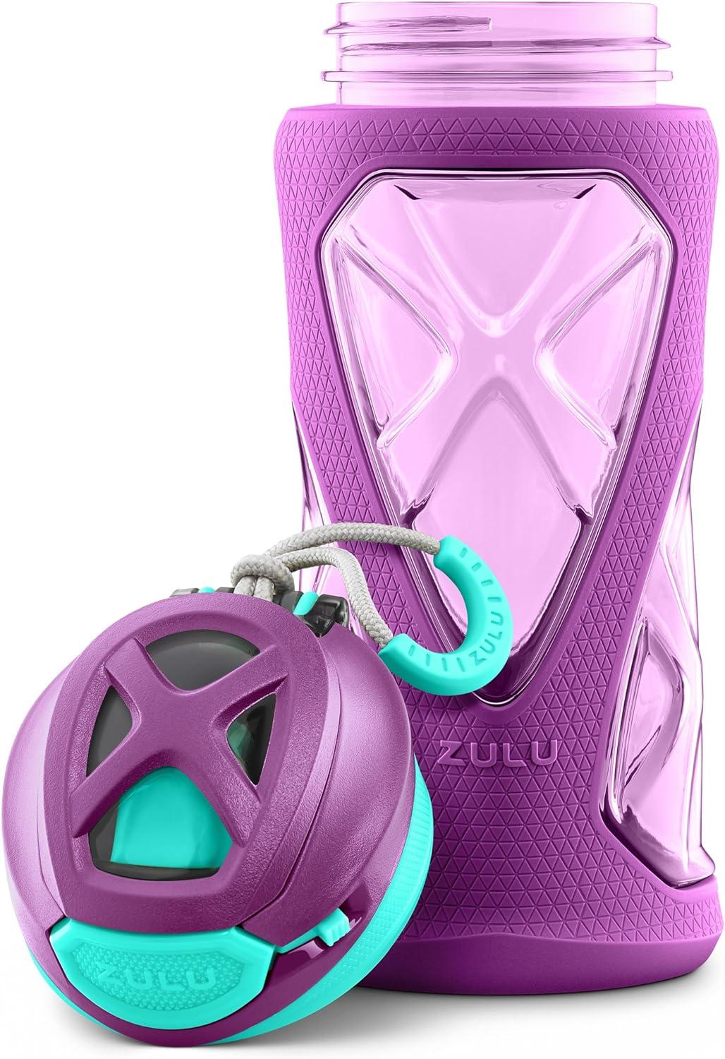 Zulu Torque Kids Pink/Purple Water Bottle with Silicone Sleeve, 16