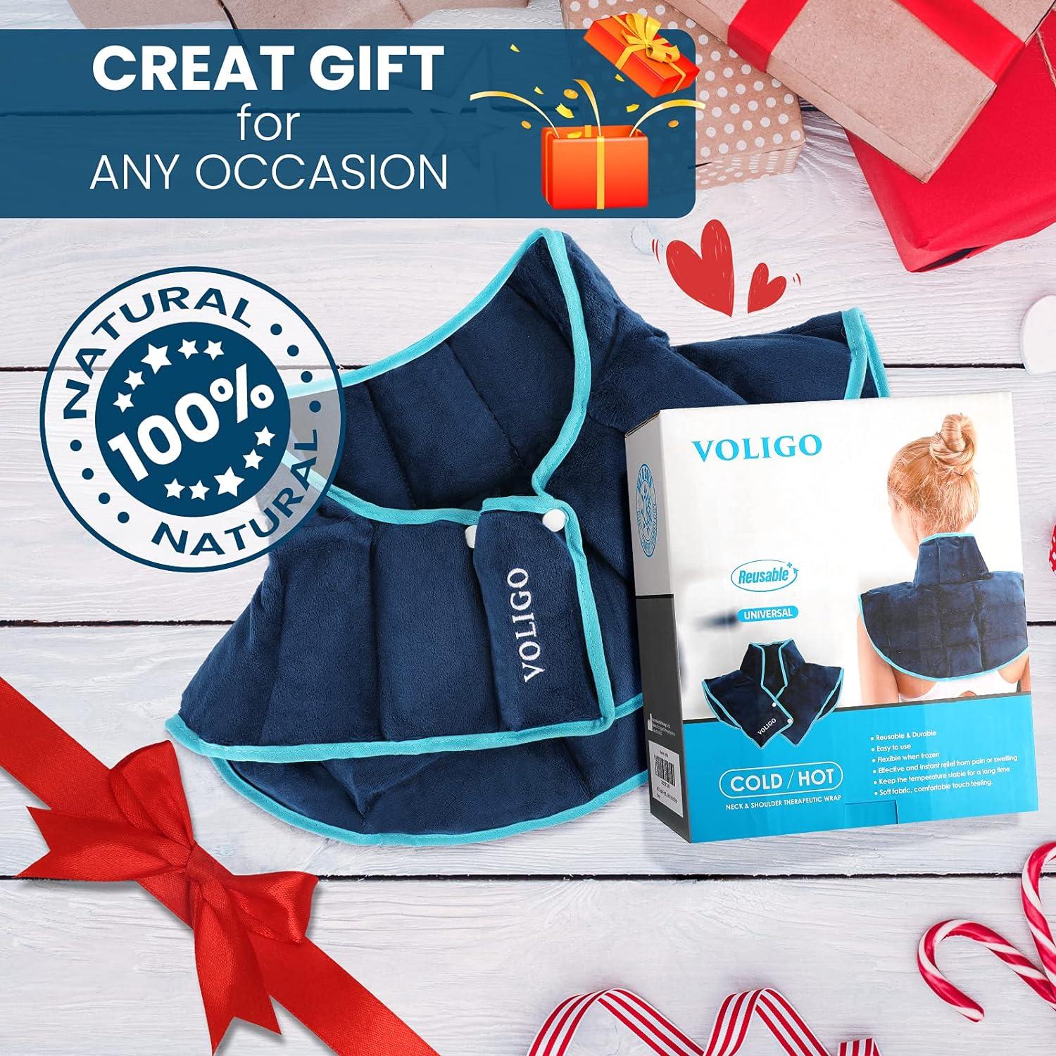 Voligo Large Gel Ice Pack & Microwavable Heating Pad for Neck Shoulder Upper Back Pain Relief