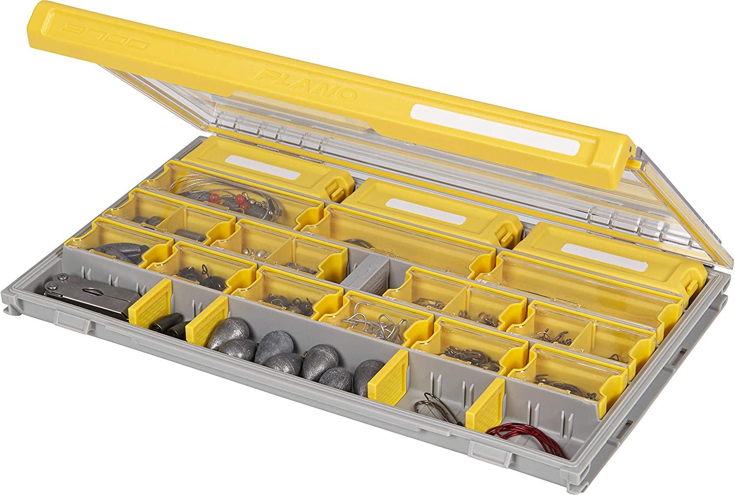 Plano Edge 3600 Terminal Tackle Storage, Gray and Yellow, Includes 10 Hook Retainers, Rustrictor