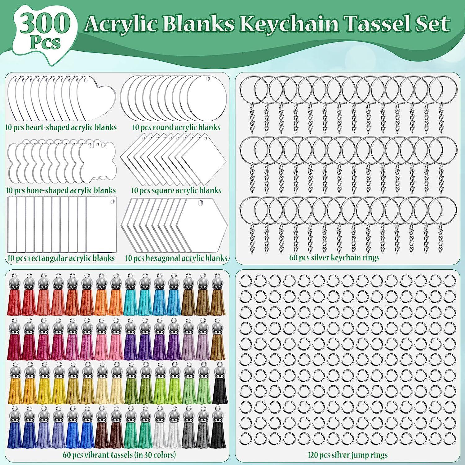 120pcs Clear Acrylic Keychains For Vinyl Kit Including Round Acrylic Blanks  Tassels Jump Rings For DIY Craft