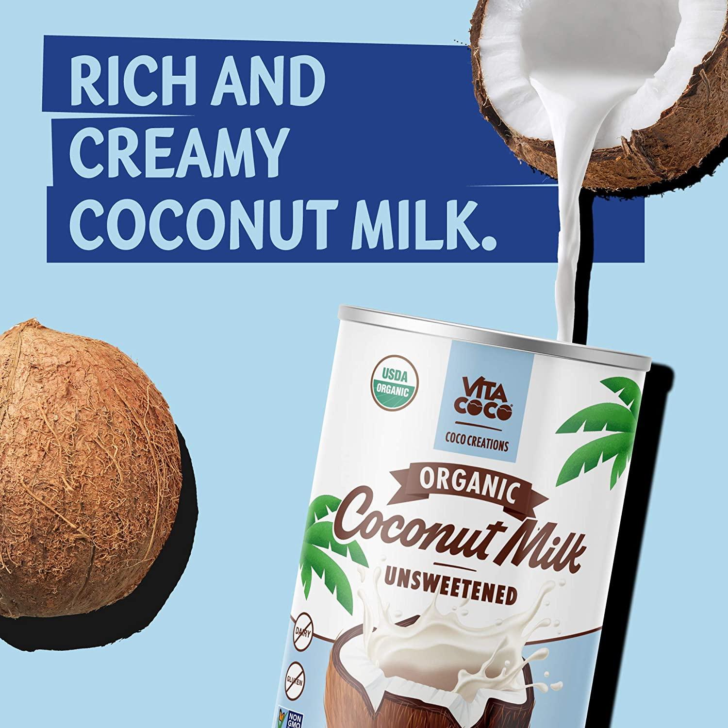 Vita Coco Organic Coconut Milk, Unsweetened Original DairyFree, GlutenFree, Kosher, Vegan