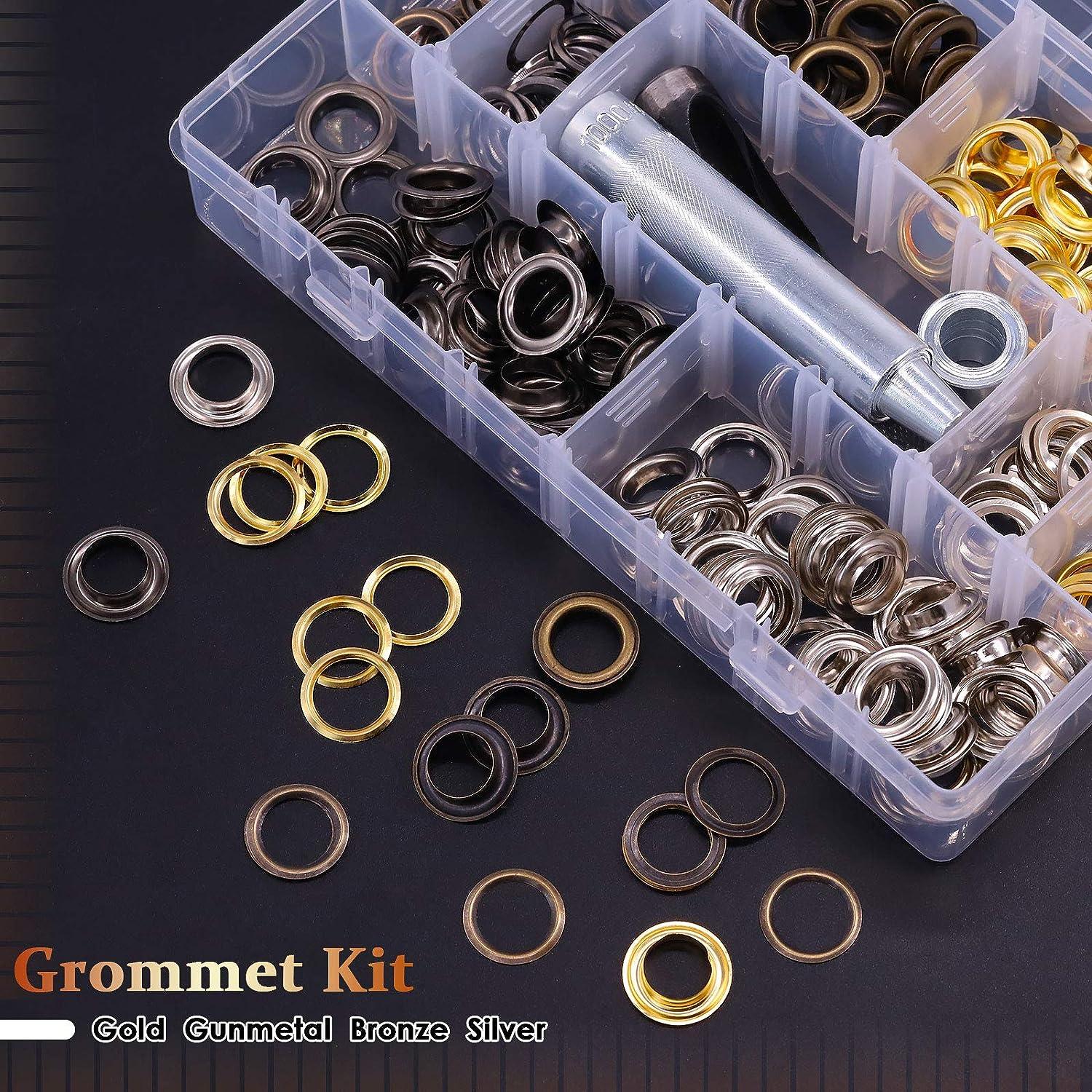 Hilitchi 160 Sets 1/2 Inch Grommets Eyelets Grommet Kit with Punch Hole