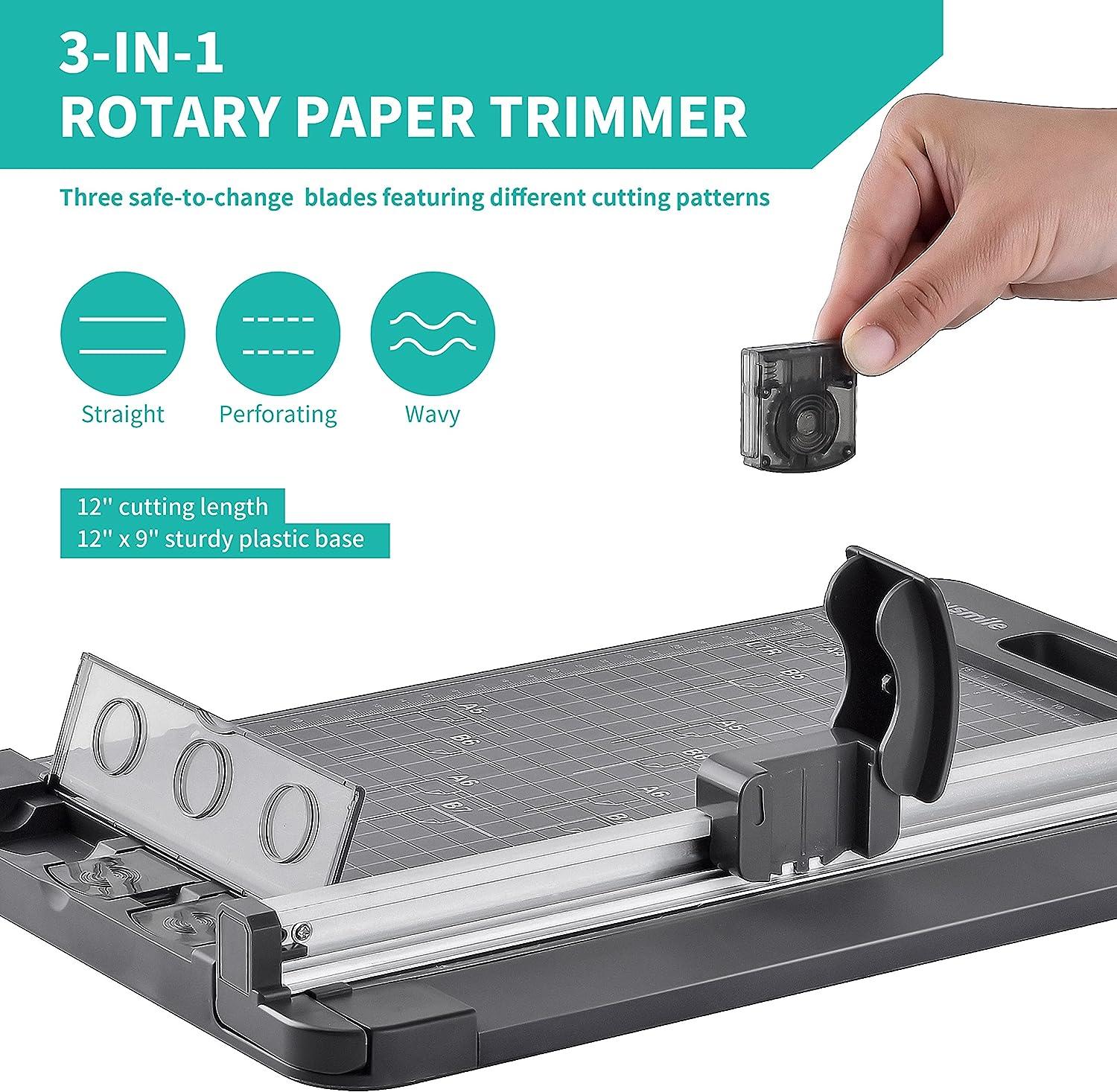 Rotary Paper Trimmer 3in1 Paper Cutter 12 Inch Cutting Length with