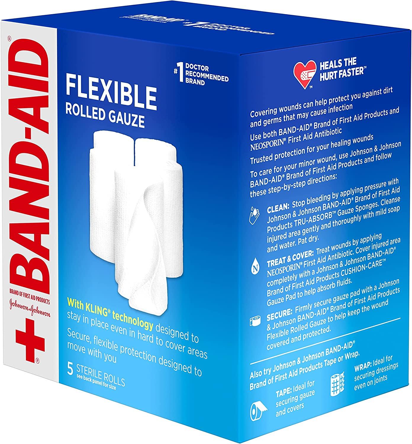 BandAid Brand of First Aid Products Flexible Rolled Gauze Dressing for