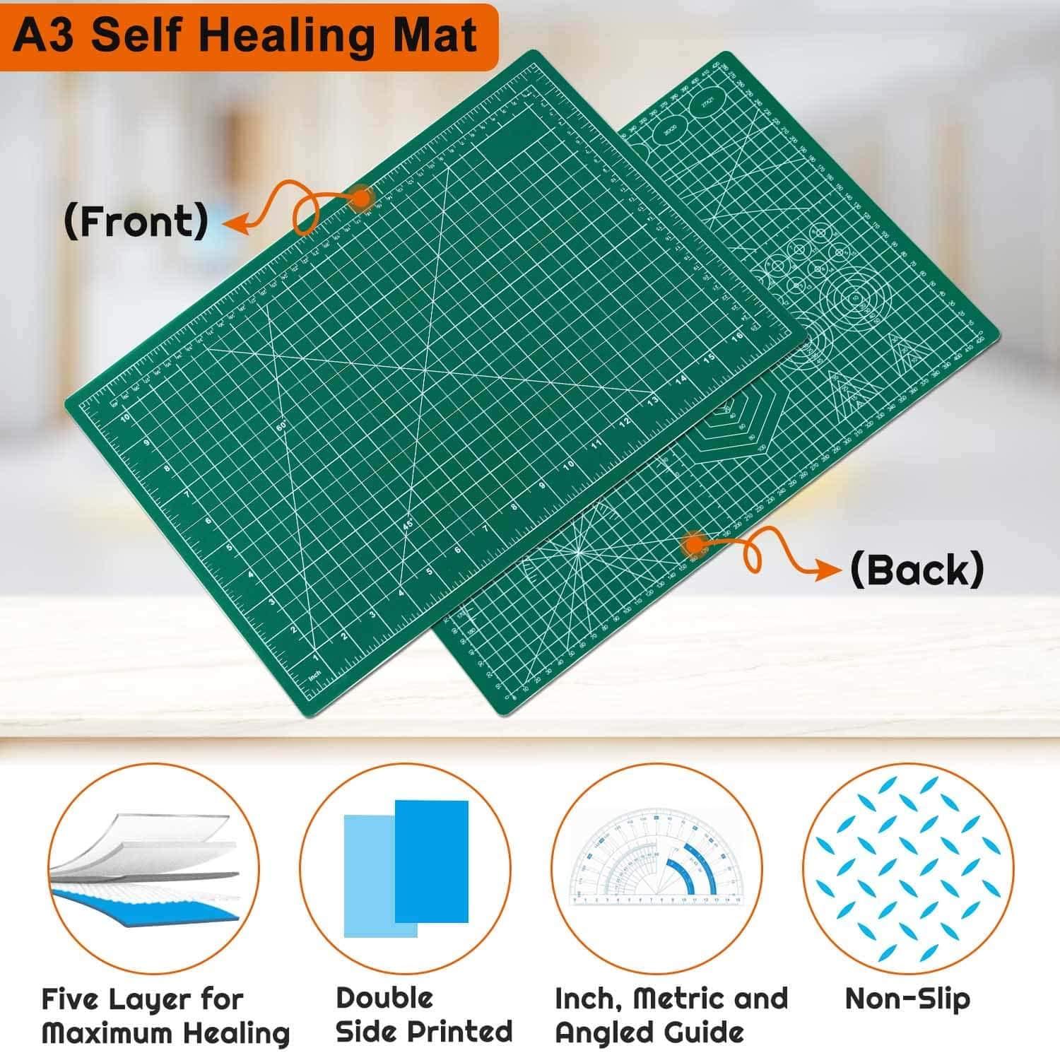 Betterlifefg-3 Pieces Cutting Mat Sewing Mat A5 Self Healing