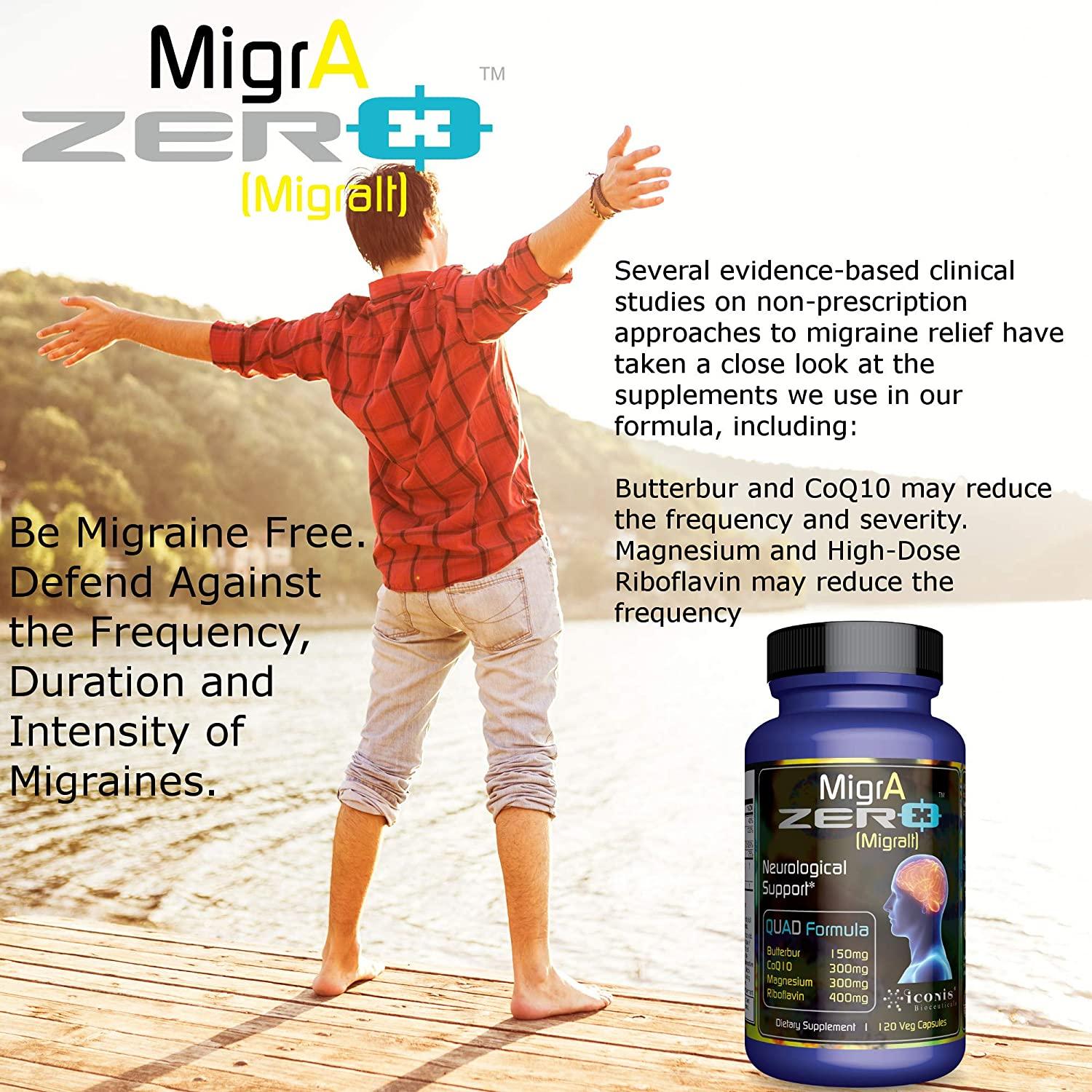 MigrA Zero Migraine Relief QuadFormula with PAFree Butterbur, CoQ10
