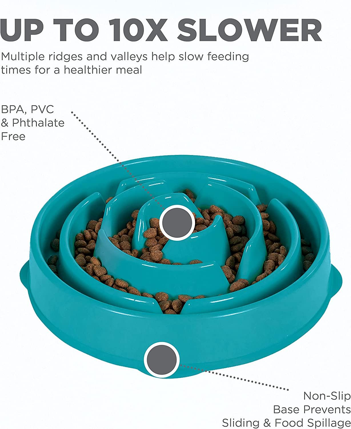 Outward Hound Fun Feeder Slow Feed Dog Bowl Teal - PetO