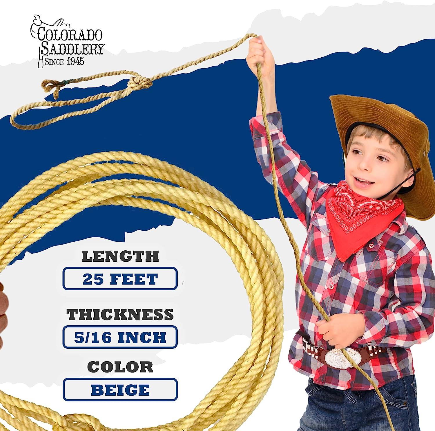  Colorado Saddlery Kid's Silver Dot Rope Authentic Tough  Durable Cowboy Rope Made Smaller for Youth Hands Great Practice Lasso Rope  Kids Rope for Roping Dummy : Sports & Outdoors