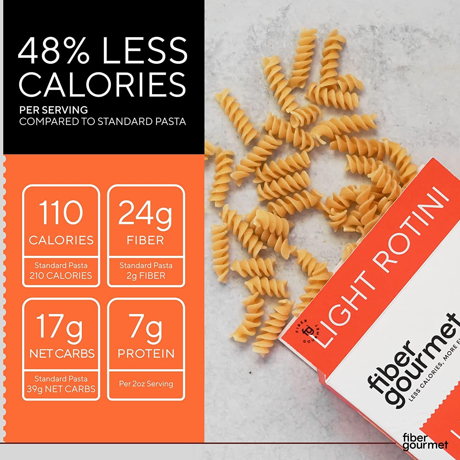 Fiber Gourmet Light Rotini Pasta, Low Calorie & FiberRich Pasta, Made