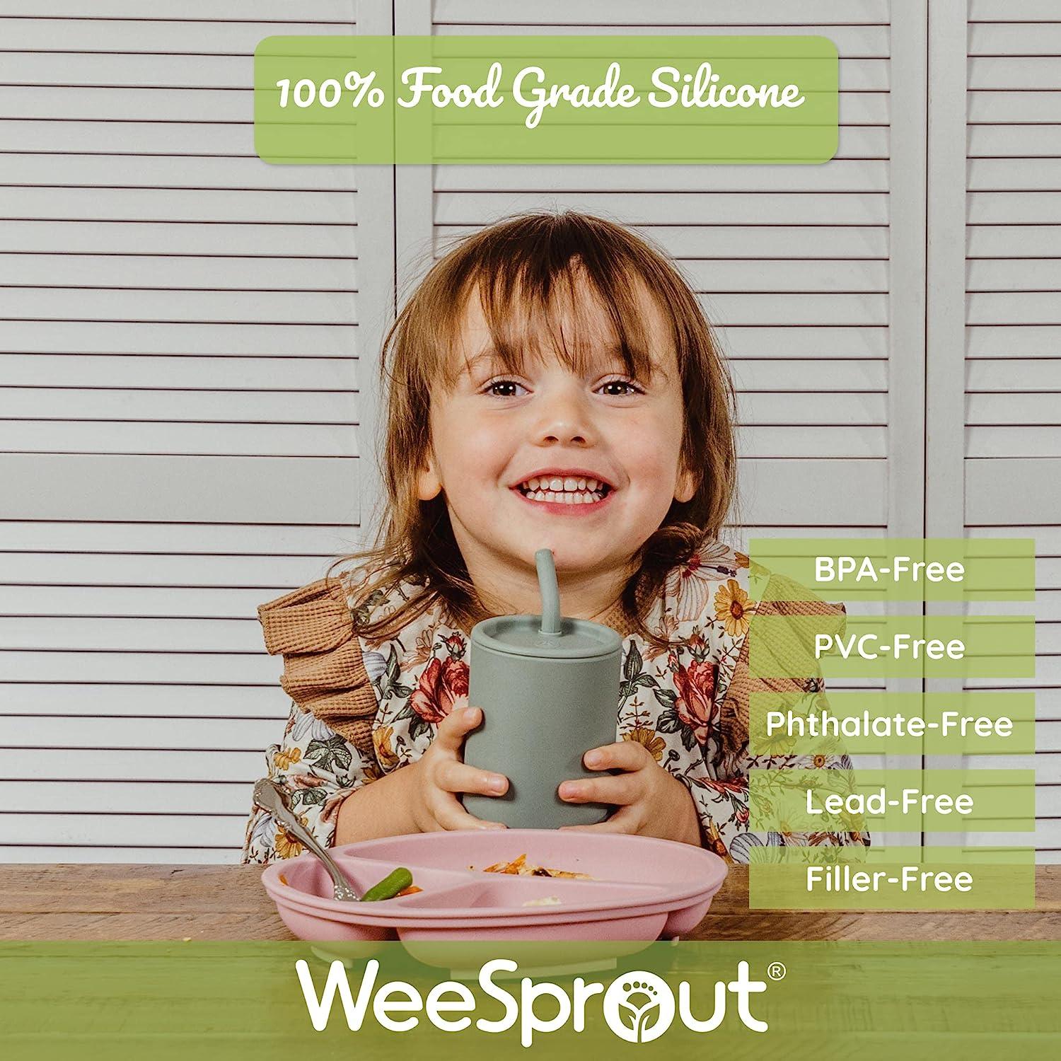 WeeSprout Glass Cups With Lids & Straws, Spill-Resistant Smoothie Cups for  Toddlers & Kids, Triple