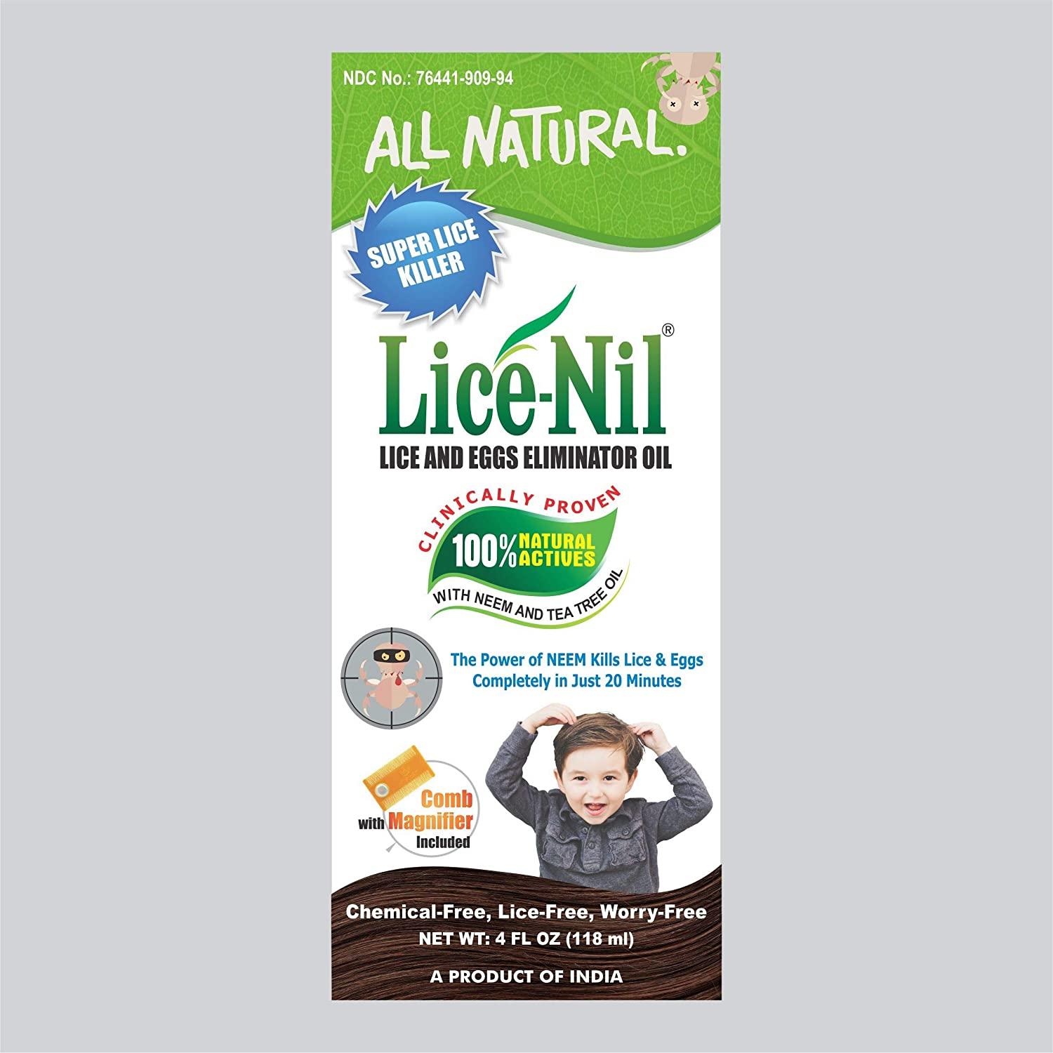 LiceNil Natural Head Lice Treatment Oil Kit Kills Super Lice & Eggs