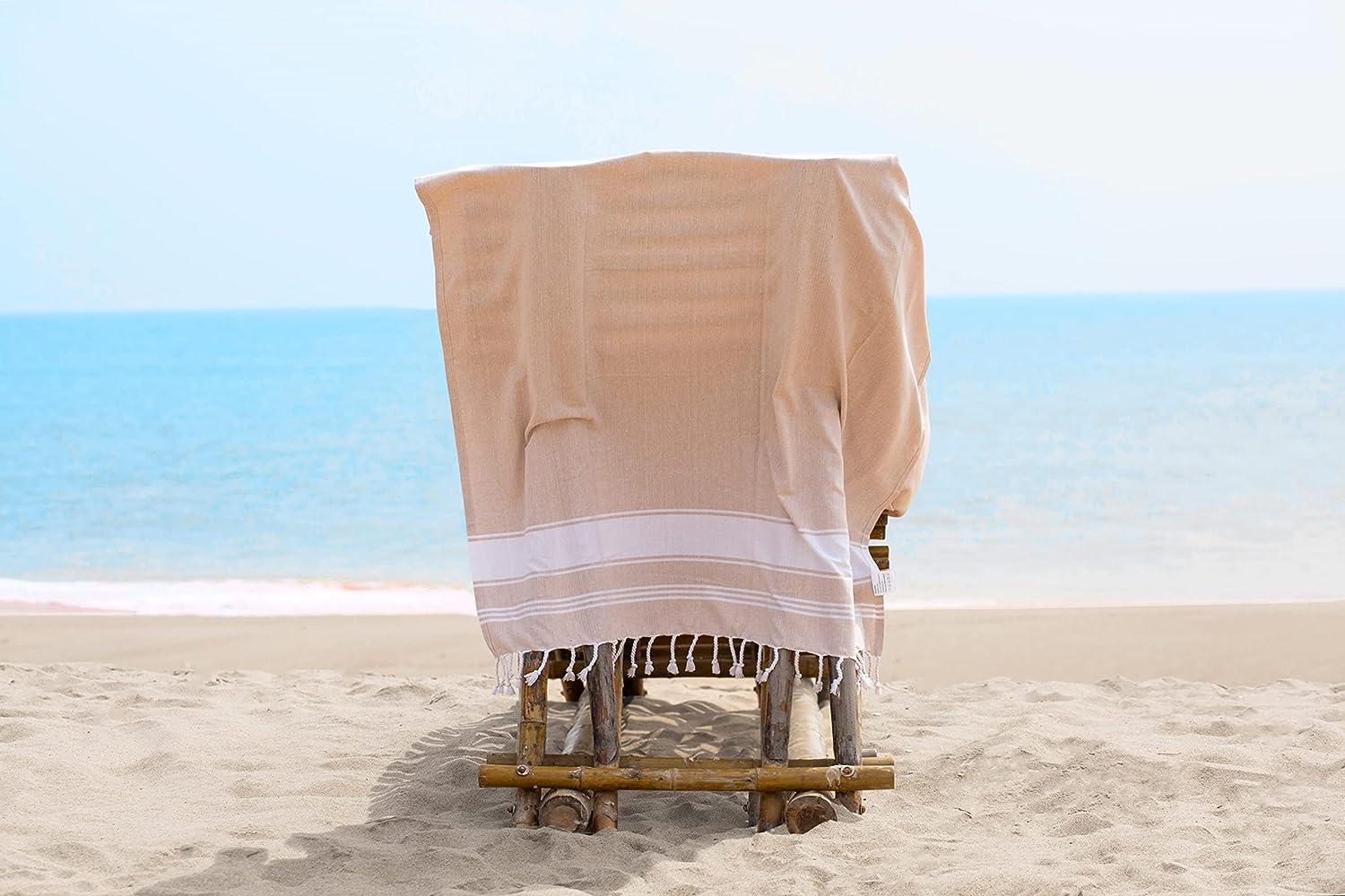 LANE LINEN 100% Cotton Beach Towel with Bag 2 Piece Towels Oversized 39x71  Pool