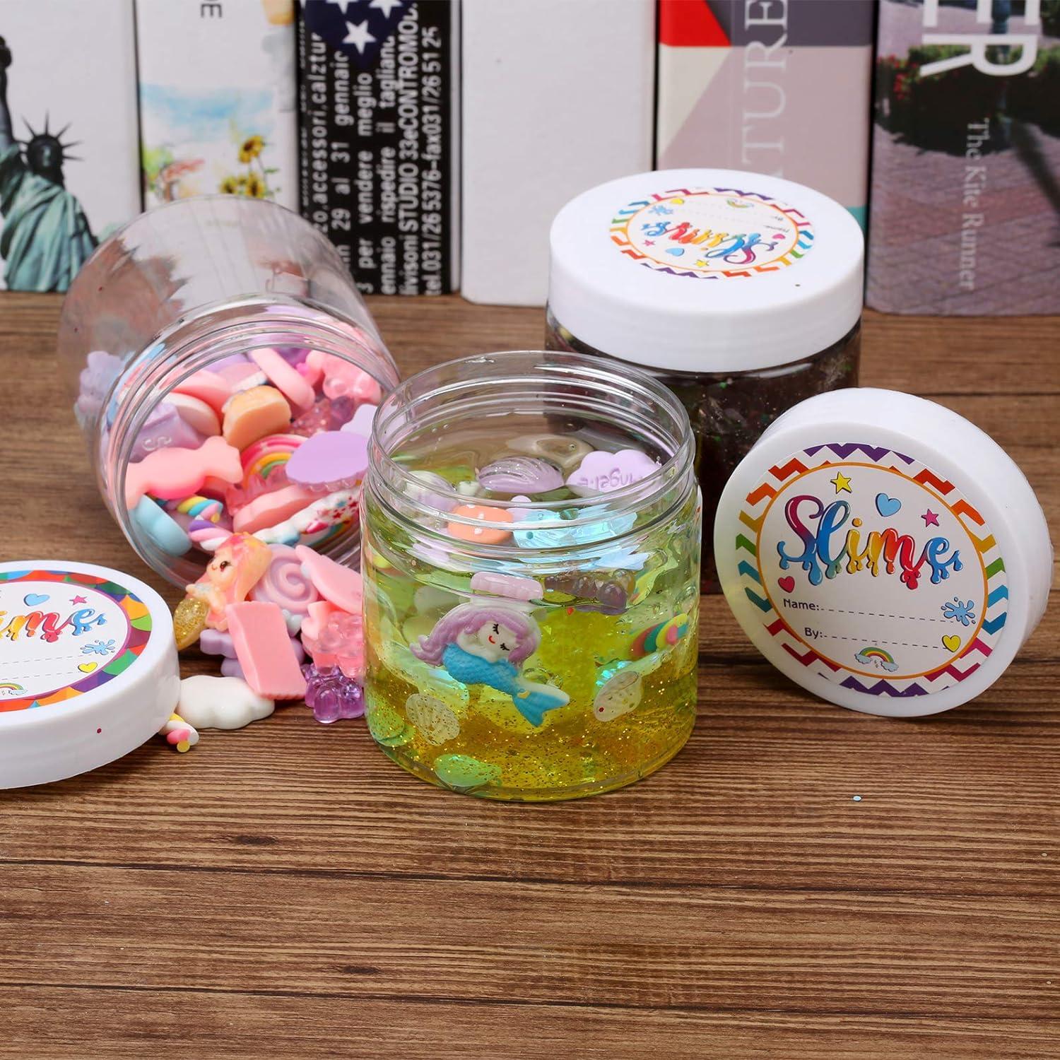 slime storage jars 6 oz (in 6, 18, and 30 packs) - clear all purpose  containers - for all glue putty making - art, craft and hobby storage  containers