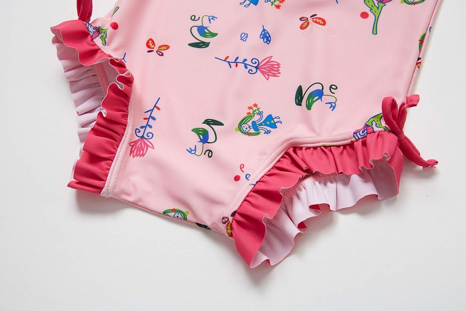 BONVERANO Baby Girls Swimsuit Long Sleeve One Piece Swimwear UPF