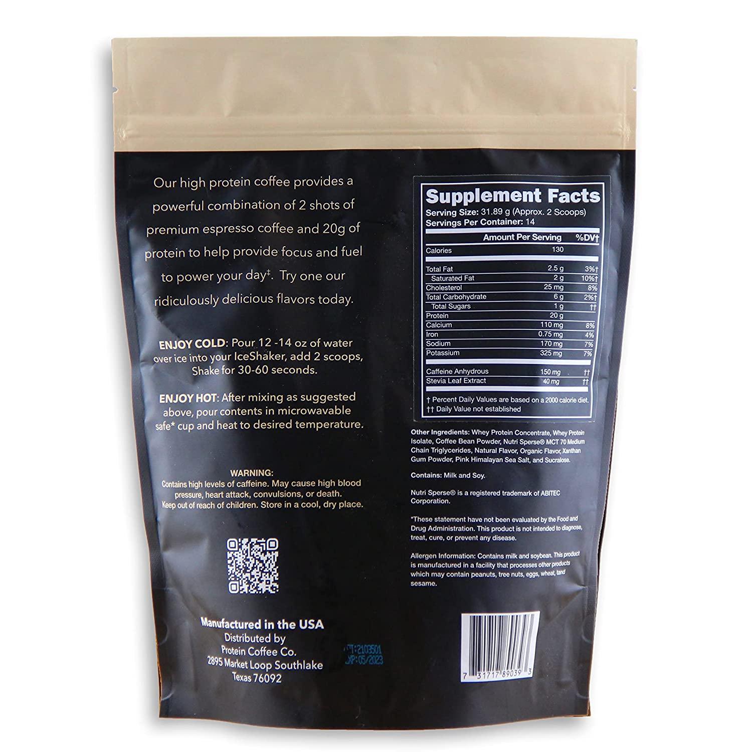 Protein Coffee Co. Nutrition Shake 20g Protein, 2 Shots Espresso