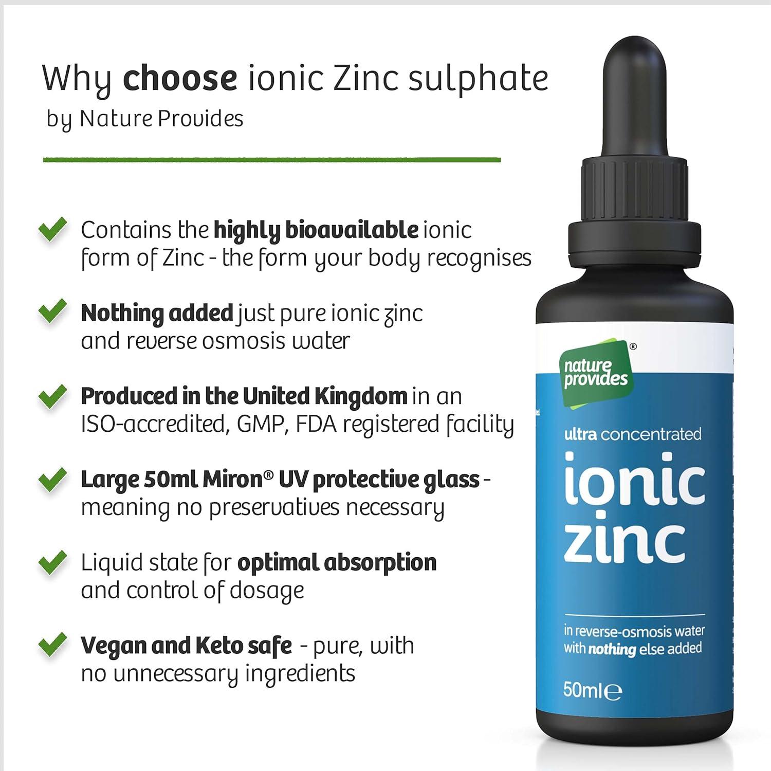 Ionic Zinc Sulphate Liquid Ultra Pure and Concentrated 50ml (10 Drops 15mg) Immune and